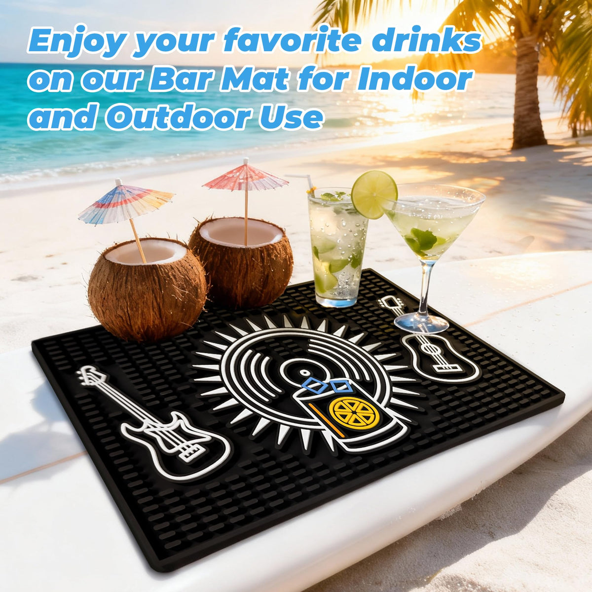 Neon Tiki Black Bar Mat 18 x 12 Inch
