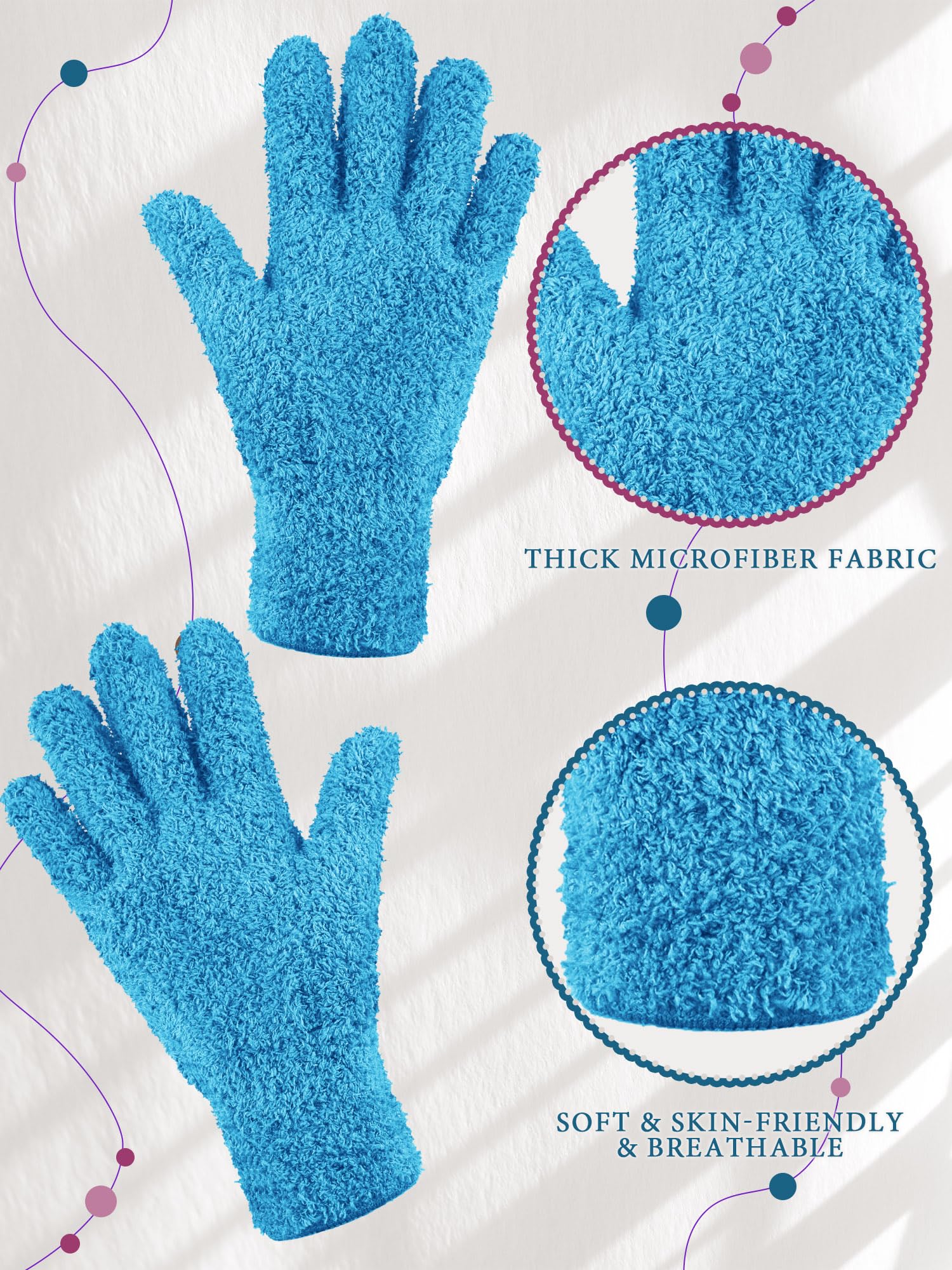 3 Pairs Microfiber Dusting Gloves for Plants Leaf