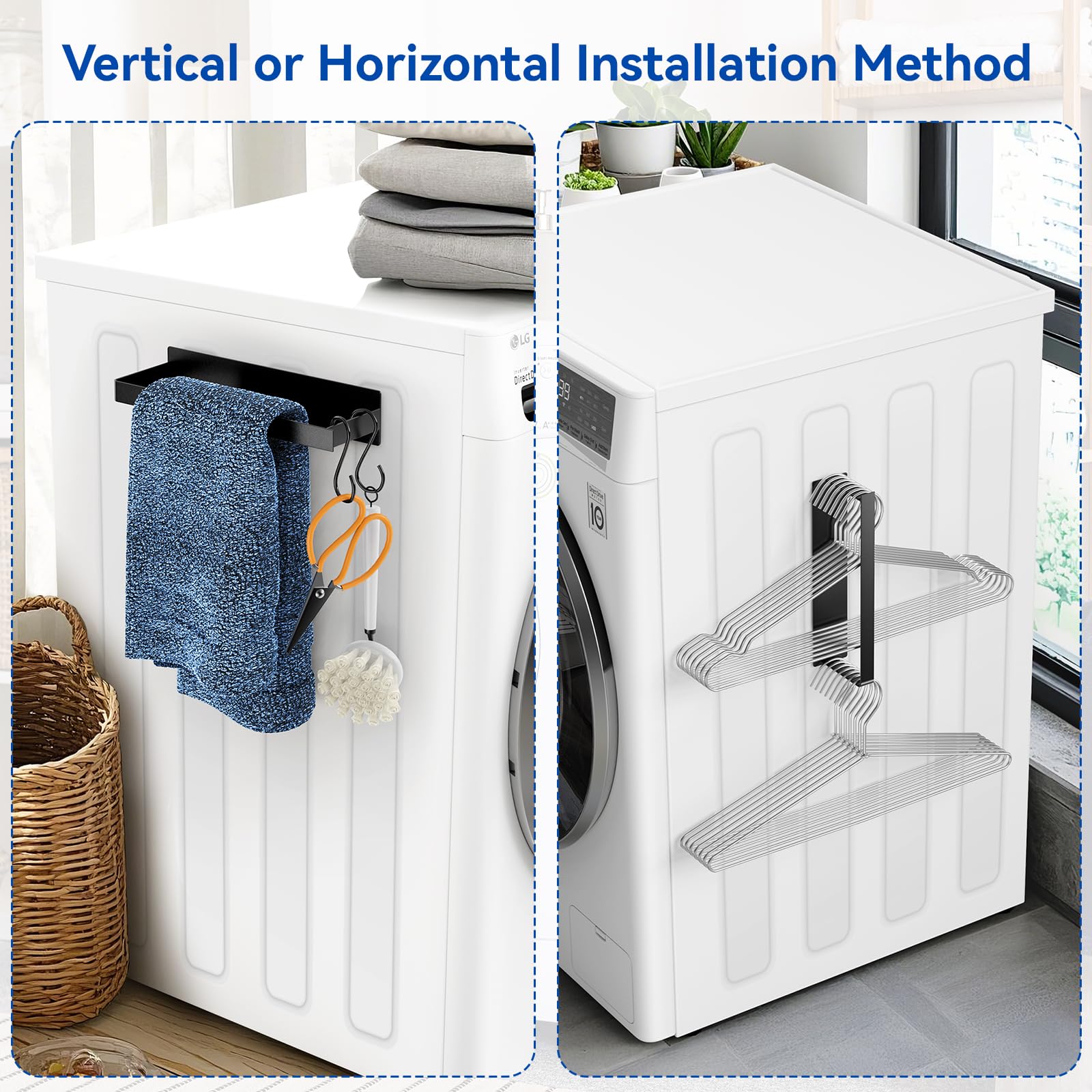 Laundry Room Organization and Storage Magnetic Dryer Ball Holder with Magnetic Hanger Holder