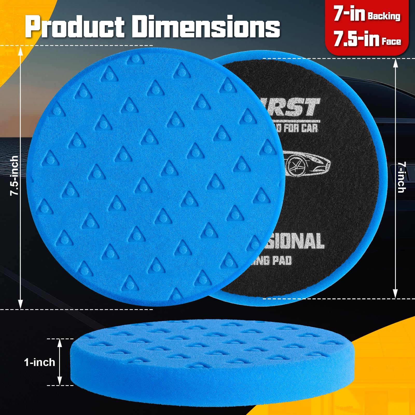 Polishing Pad 7.5 Inch 8 Pcs Foam Buffing Pads Kit with Wool Pads (8 Count)