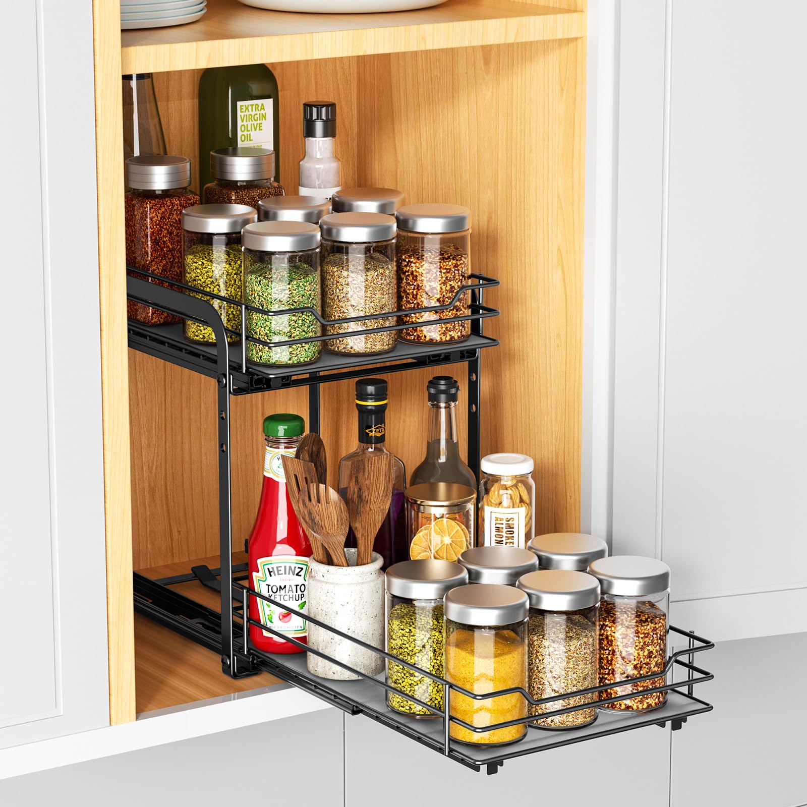 2 Tier Pull Out Spice Rack for Cabinet