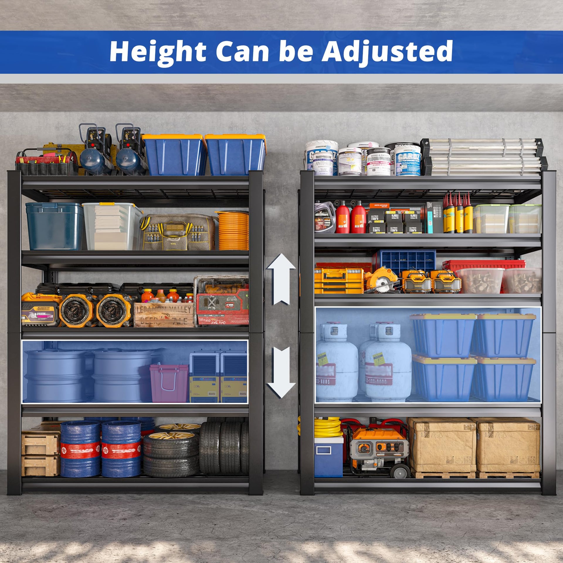 72" H Garage Shelving Heavy Duty Adjustable Metal Shelf for Basement