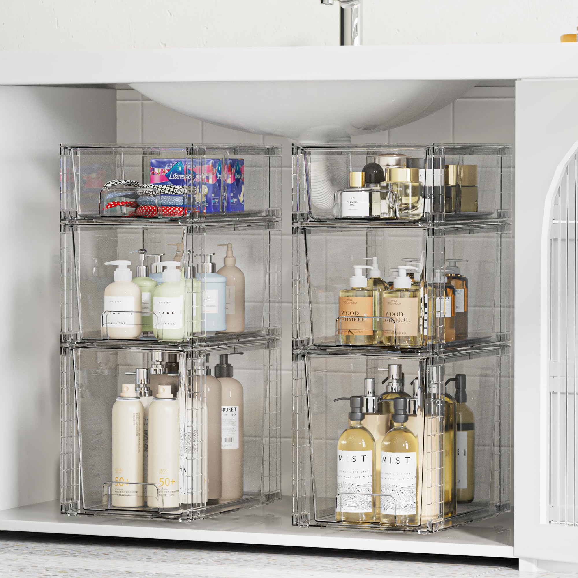 3 Pack Clear Stackable Storage Drawers (3 Count)