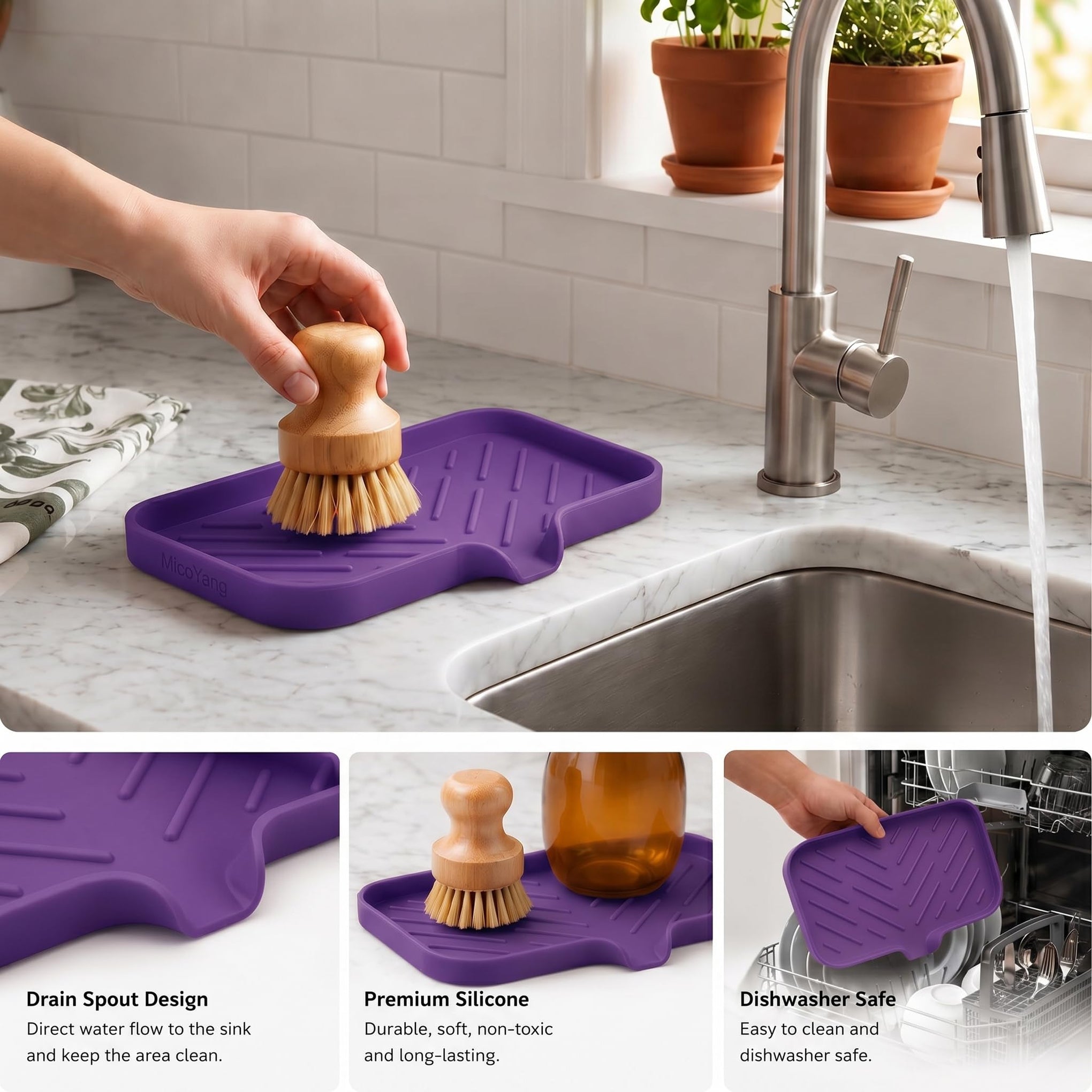 Silicone Soap Dish with Drain Spout