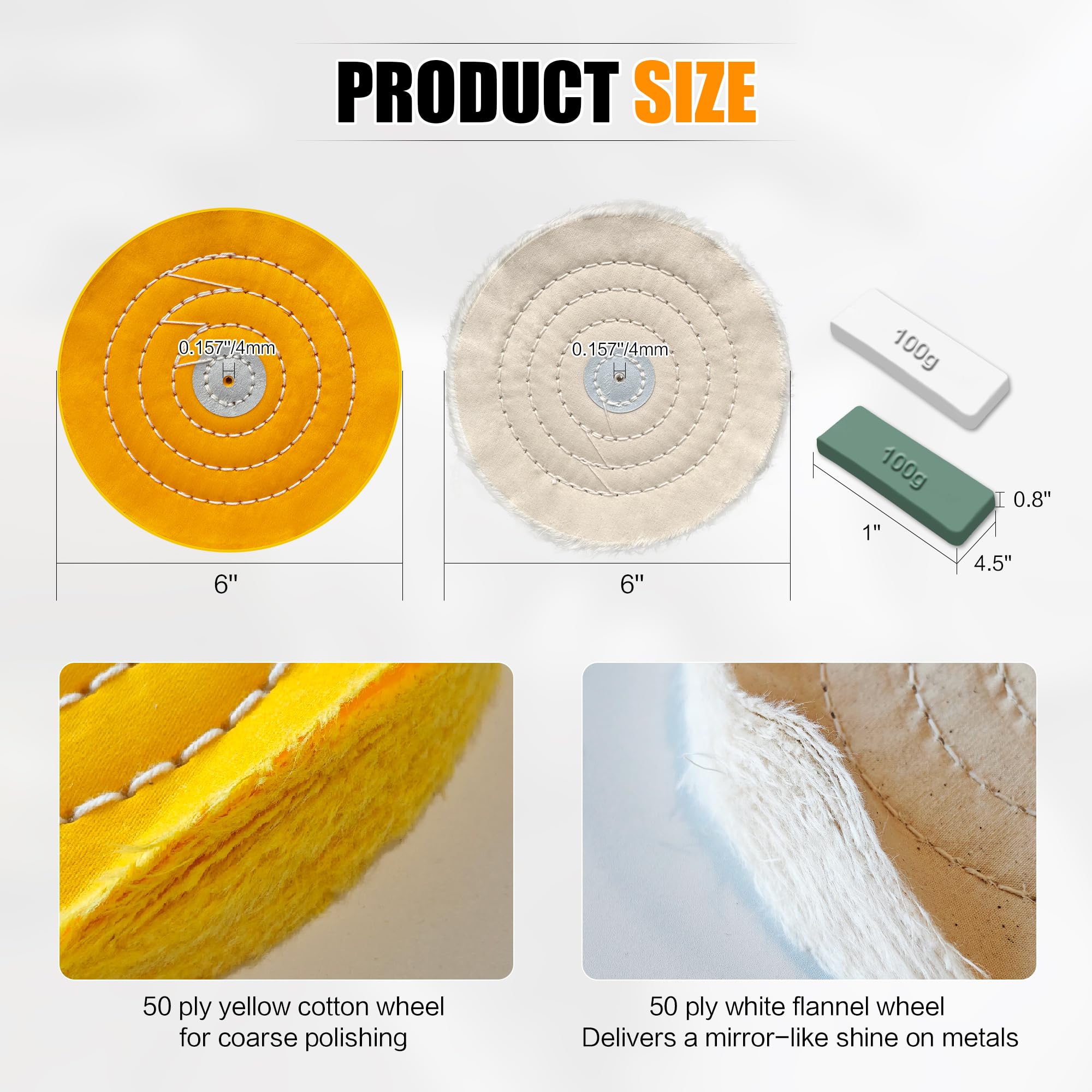 6 Inch Buffing Wheel for Bench Grinder (6 Count)