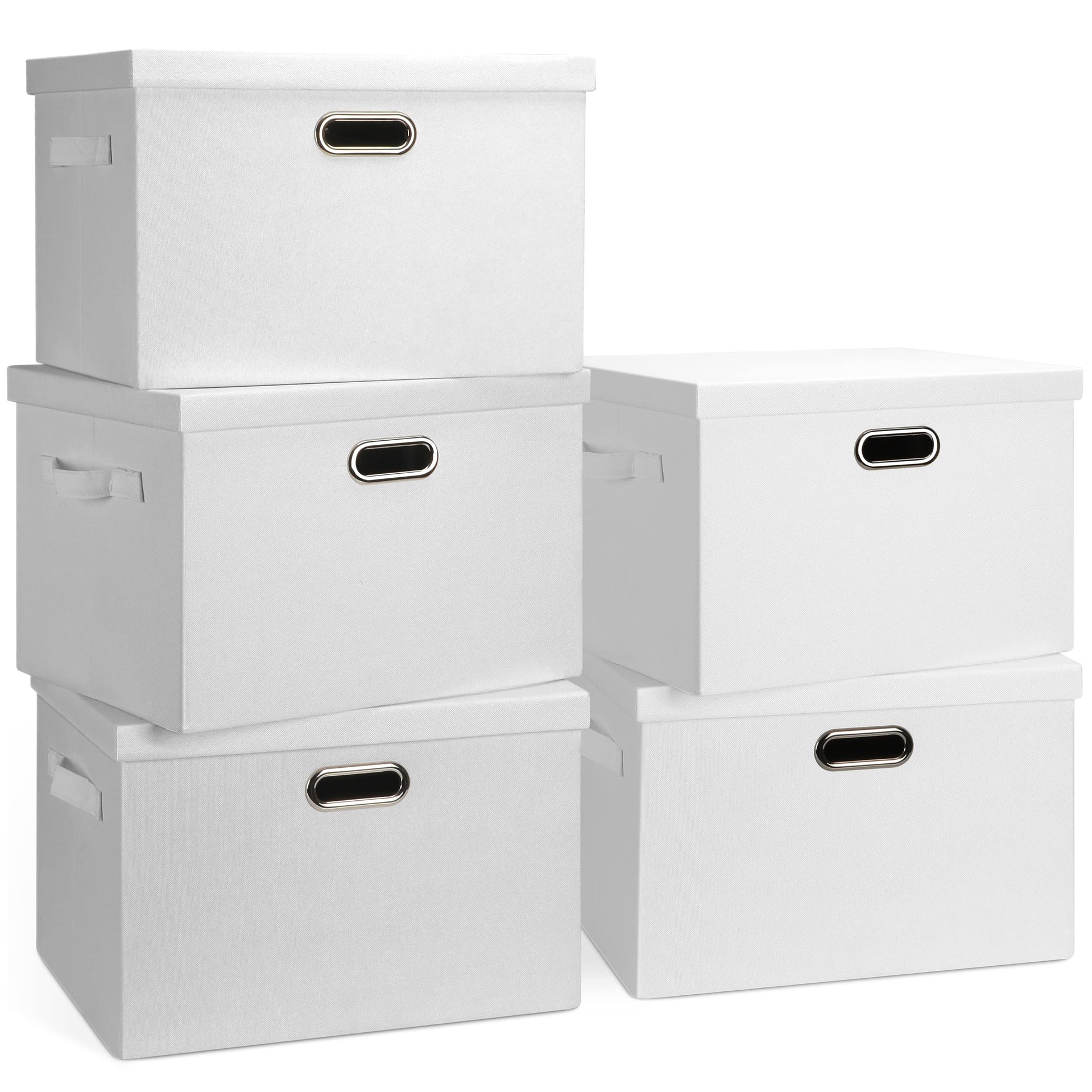 Large 17" 36 Quart Collapsible Stackable Storage Bins with Lids (5 Count)