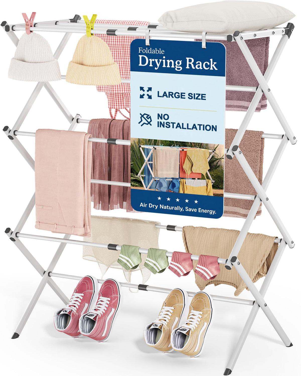 Oversize 3 Tier Clothes Drying Rack
