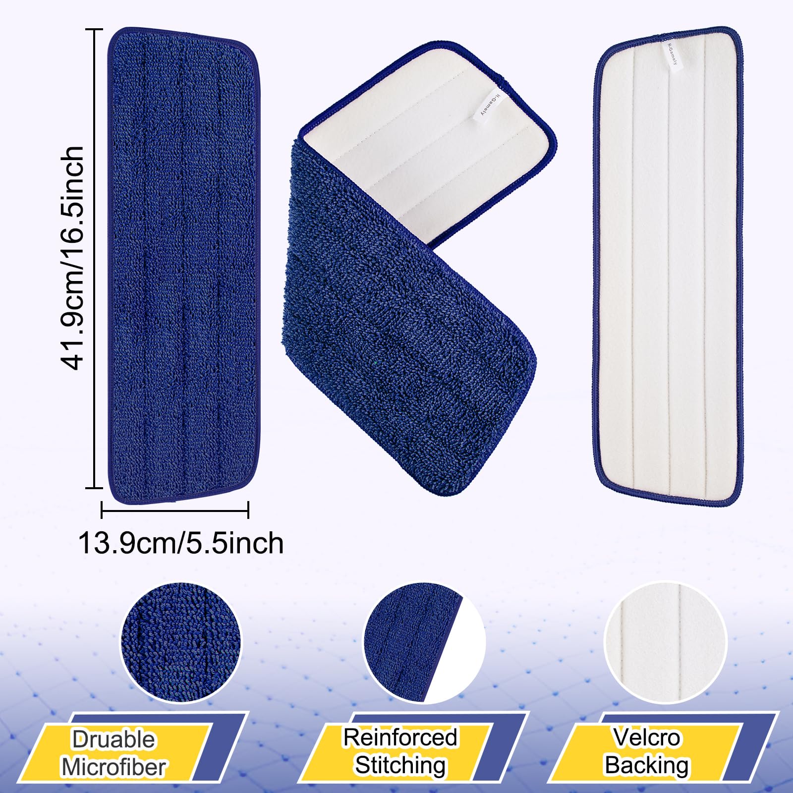 16.5 Inch Reusable Mop Pads Microfiber Spray Mop Replacement Heads for Wet