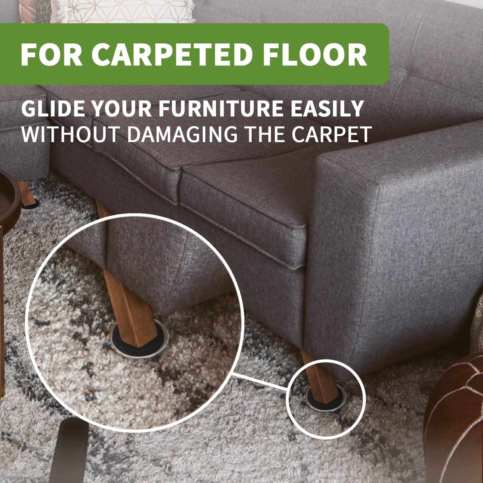 Furniture Sliders for Carpet 16 PCS (16 Count)