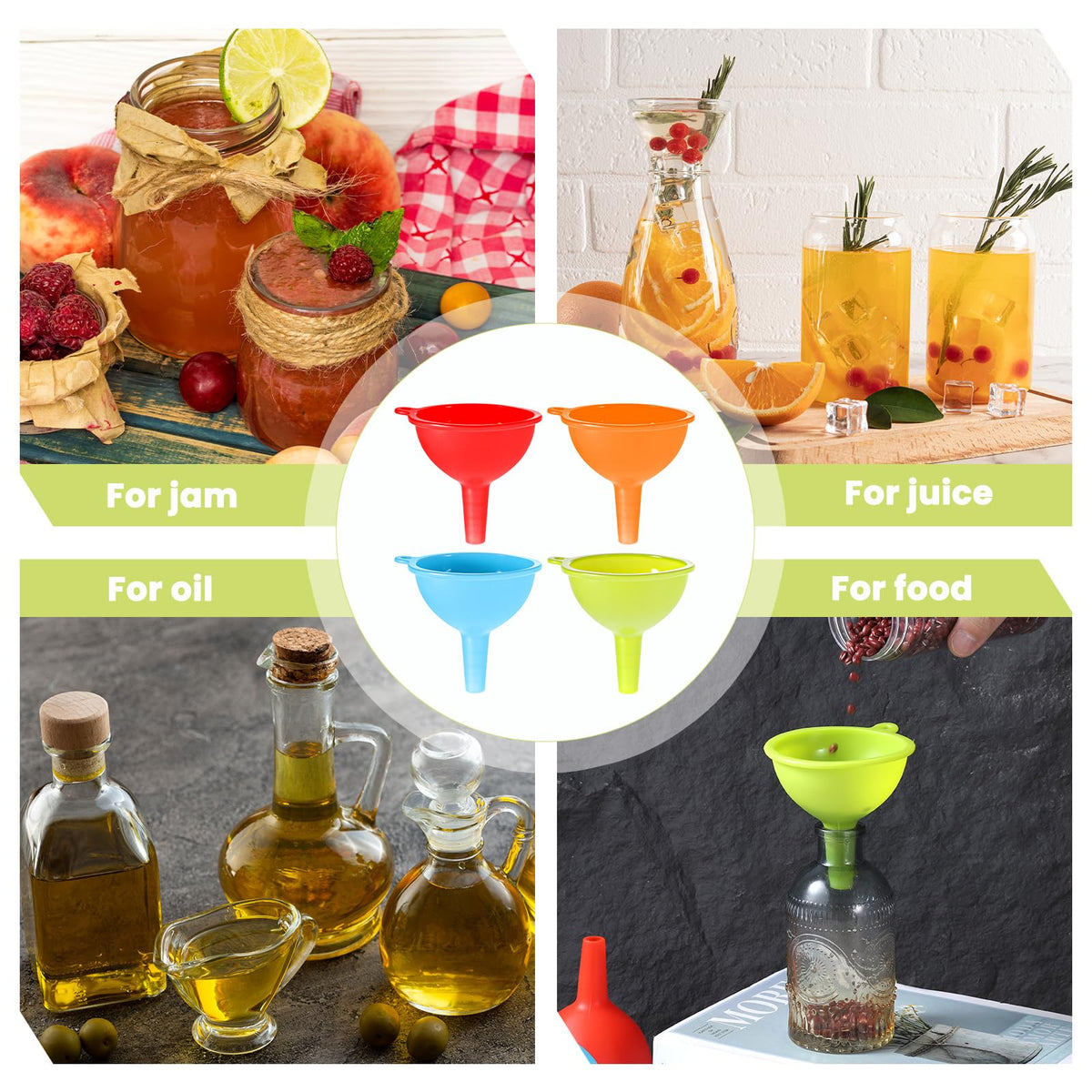 4 Pack Kitchen Silicone Funnel (4 Count)