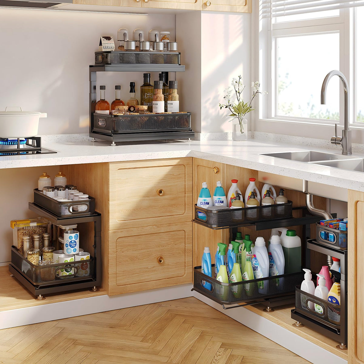 2 Pack Under Sink Storage Organizer with 2 (2 Count)