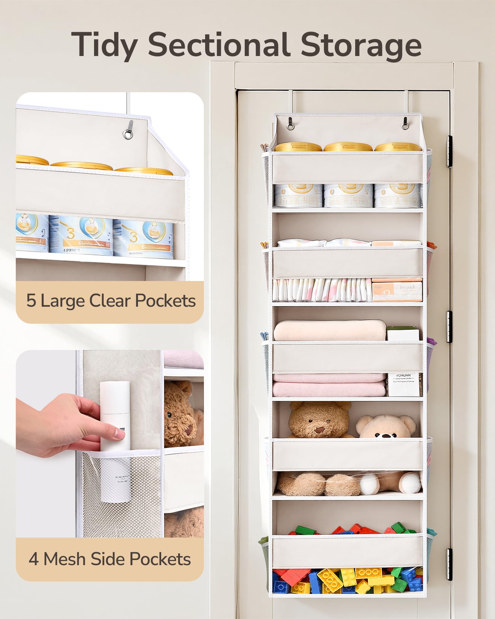 2 Pack 5 tier Over the Door Organizer Beige (2 Count)