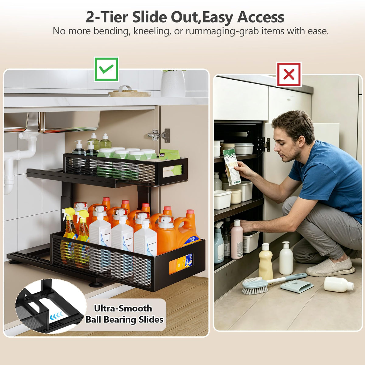 2 Pack Under Sink Organizer with Next (2 Count)