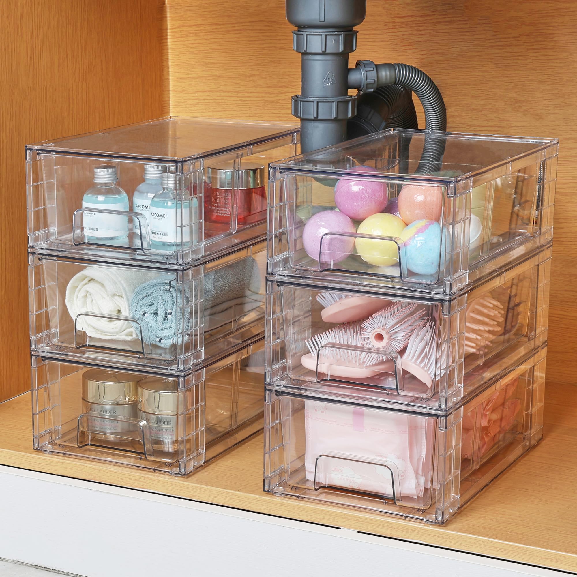 6 Pack Stackable Storage Drawers (6 Count)