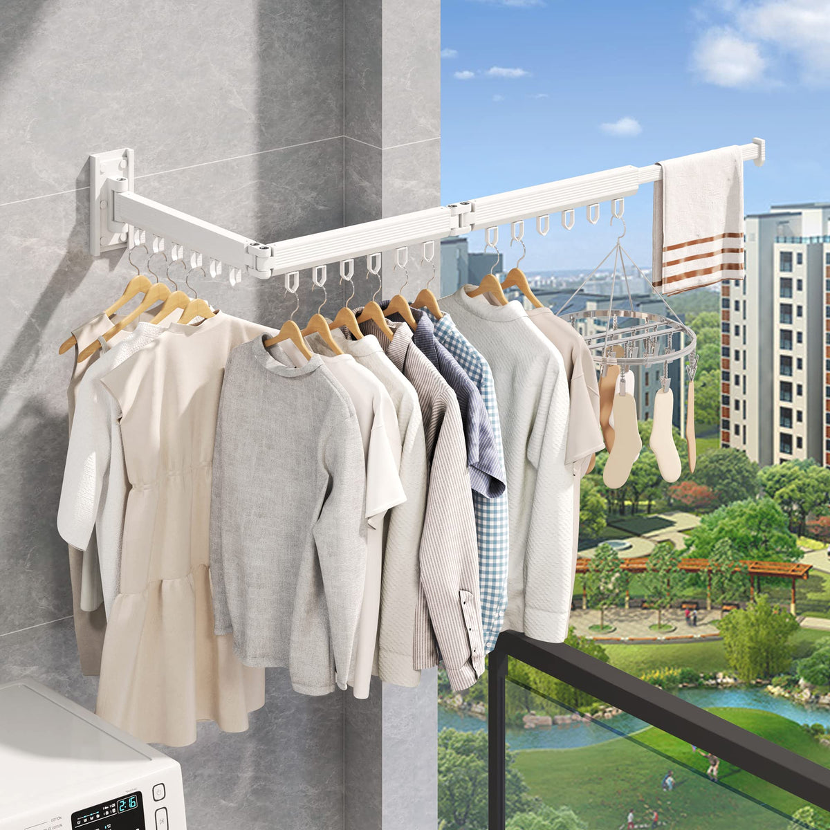 Wall Mounted Foldable Clothes Drying Rack