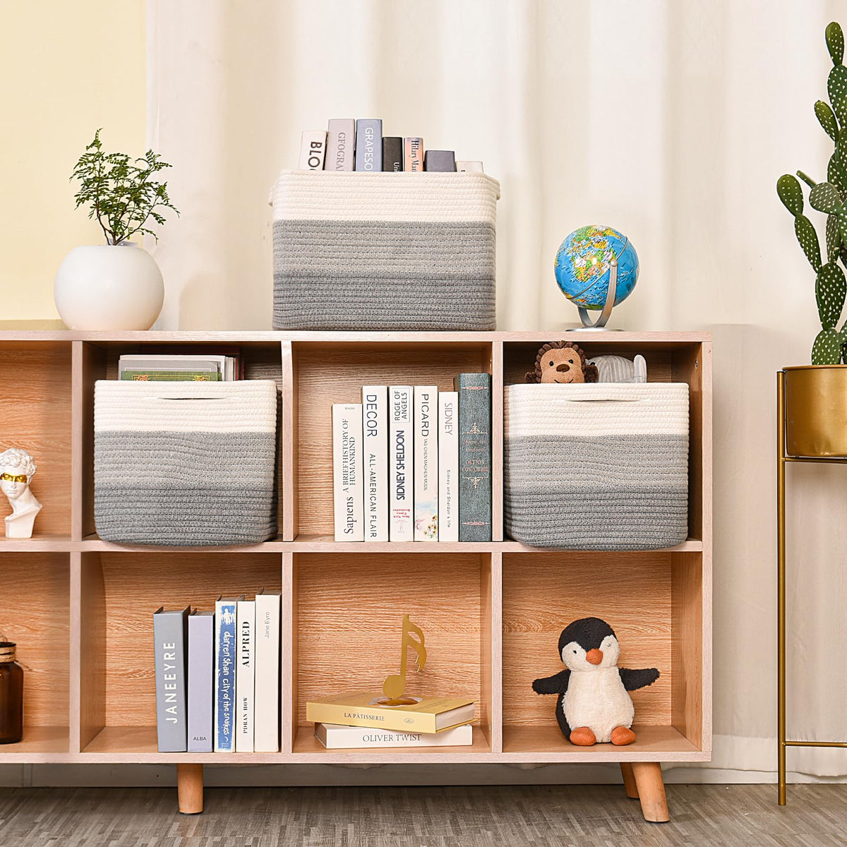 Storage Baskets for Organizing Shelves (3 Count)