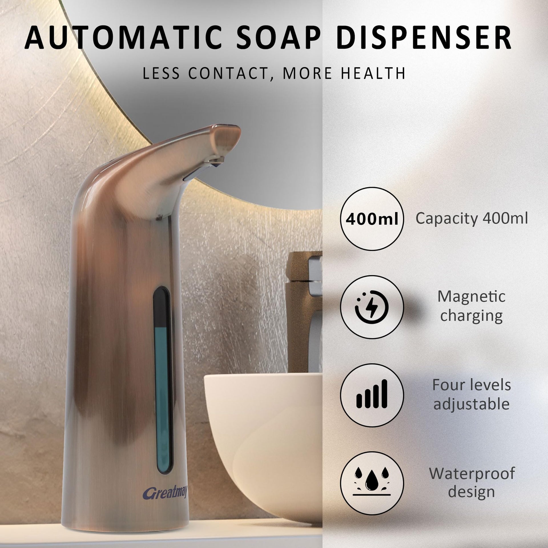 Touchless Automatic Soap Dispenser 400ml Rechargeable