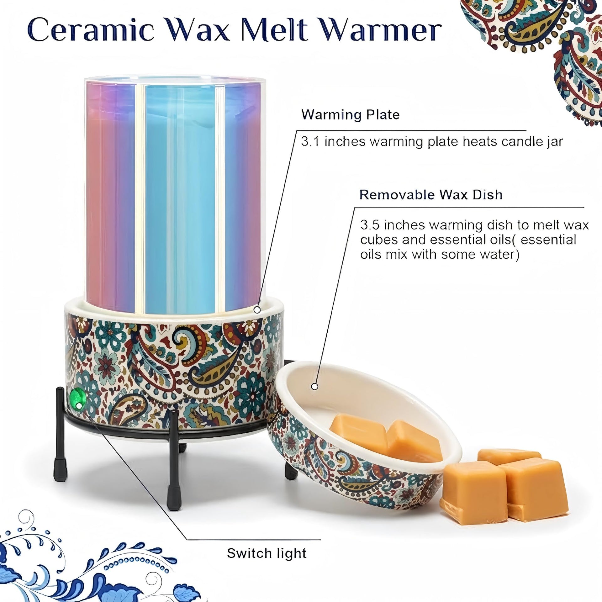 Paisley Ceramic Electric Wax Melt Warmer