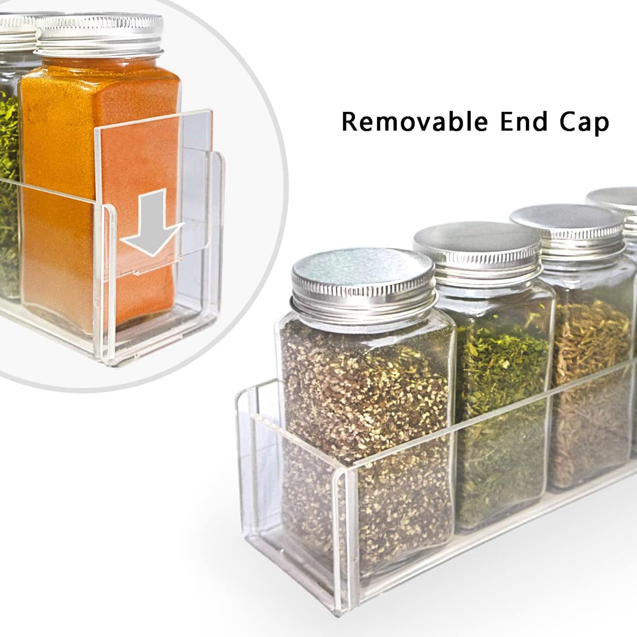 Adhesive Acrylic Spice Rack Organizer for Wall with Nano Double Sided Tape