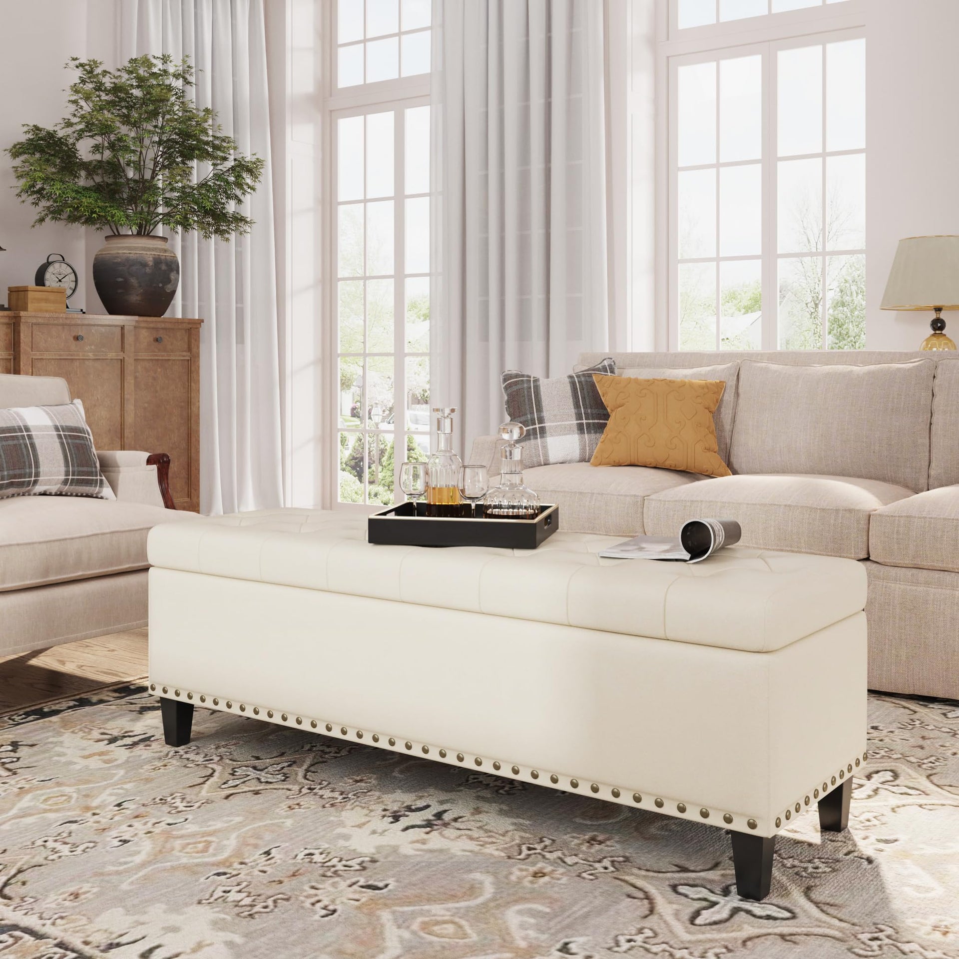 51 Inch Storage Ottoman Bench