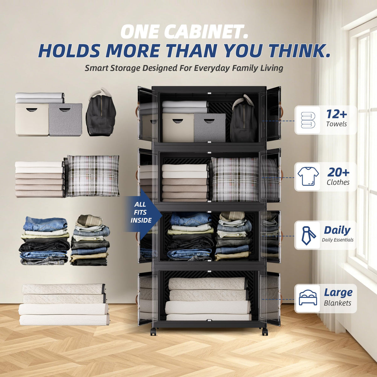 190QT 47Gal Stackable Storage Bins with a Lid