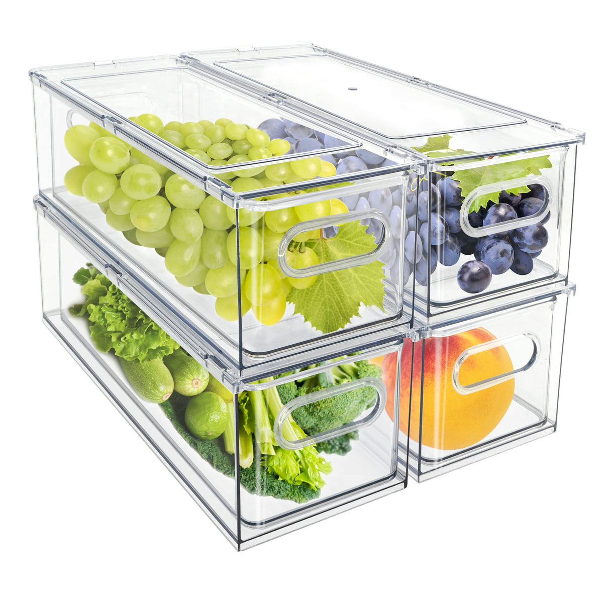 4Pack Stackable Fridge Drawers Pull (4 Count)