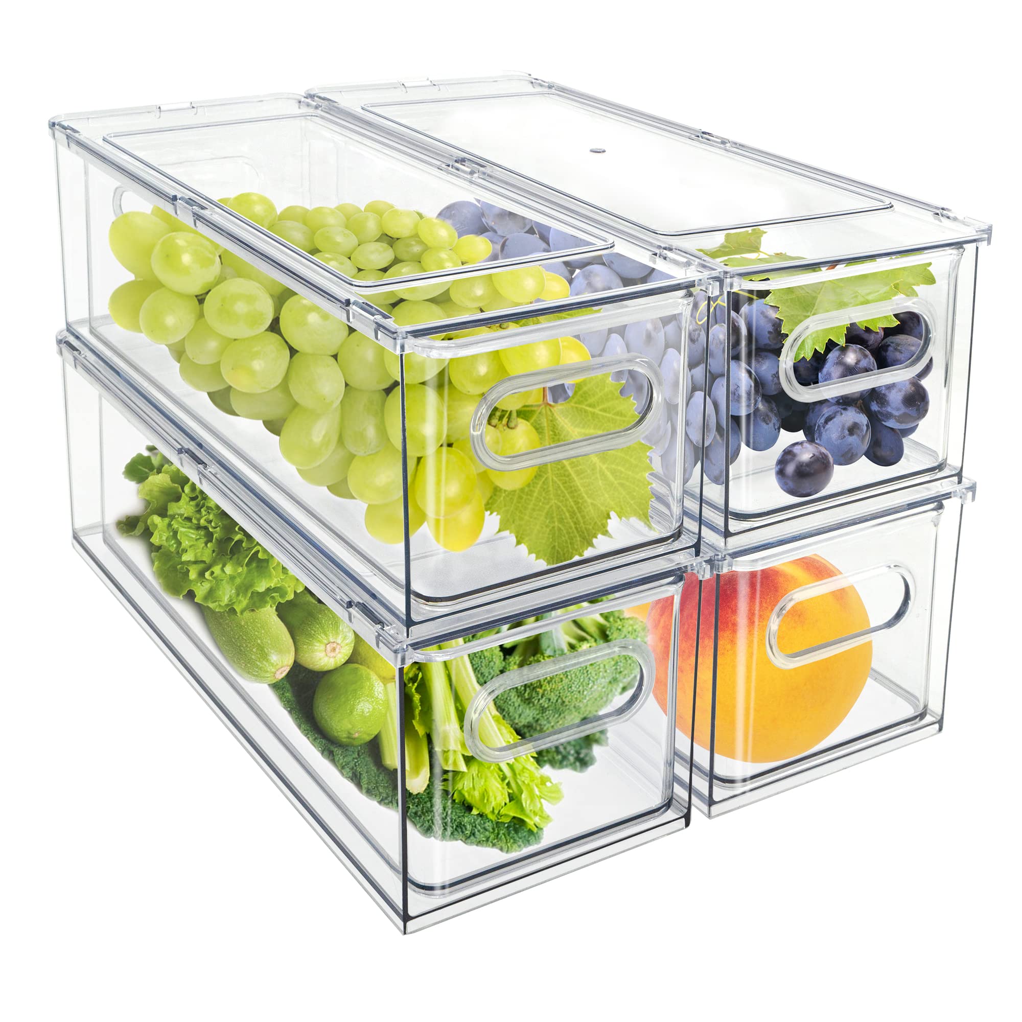 4Pack Stackable Fridge Drawers Pull (4 Count)