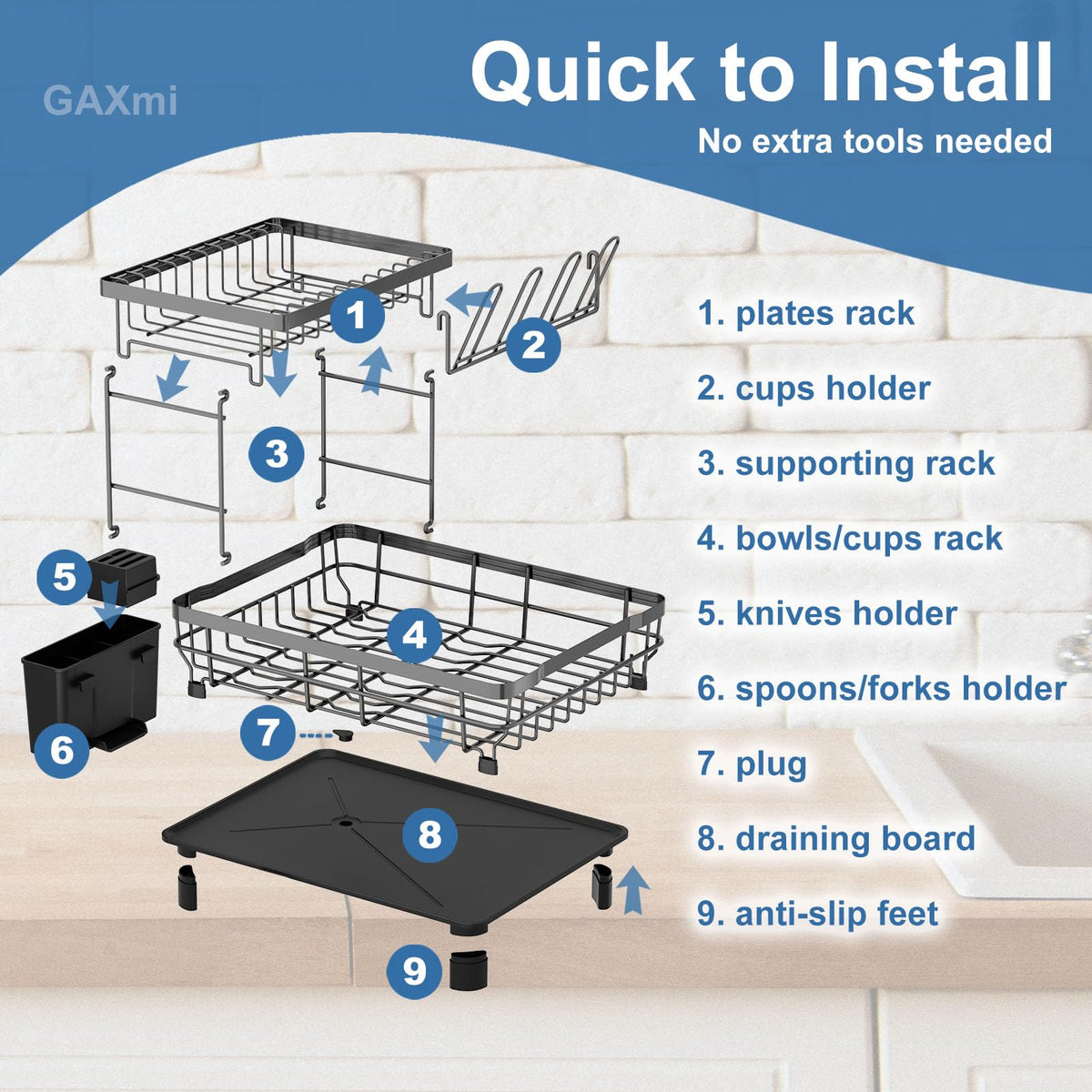 Dish Drying Rack with Drainboard for Kitchen Countertop 2