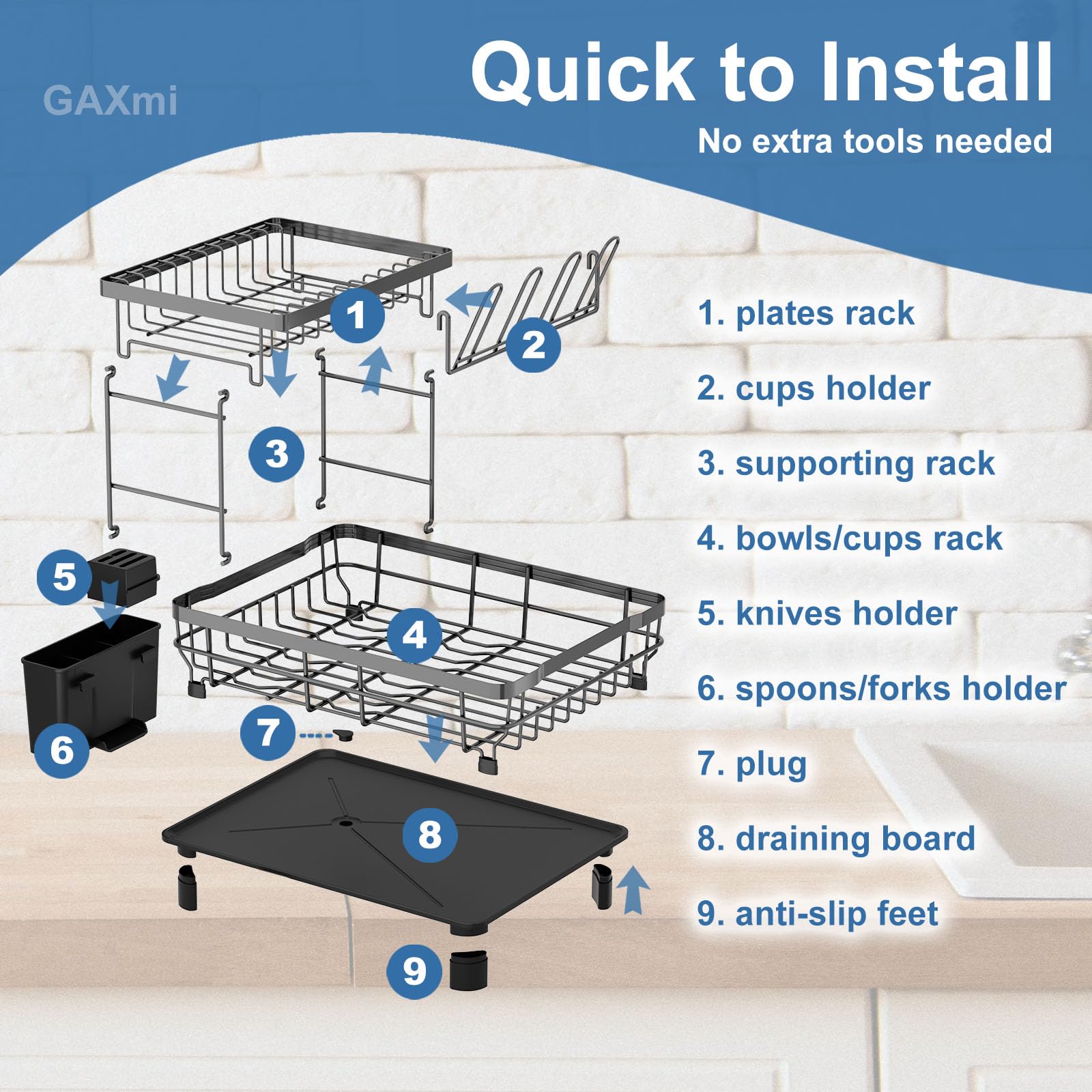 Dish Drying Rack with Drainboard for Kitchen Countertop 2