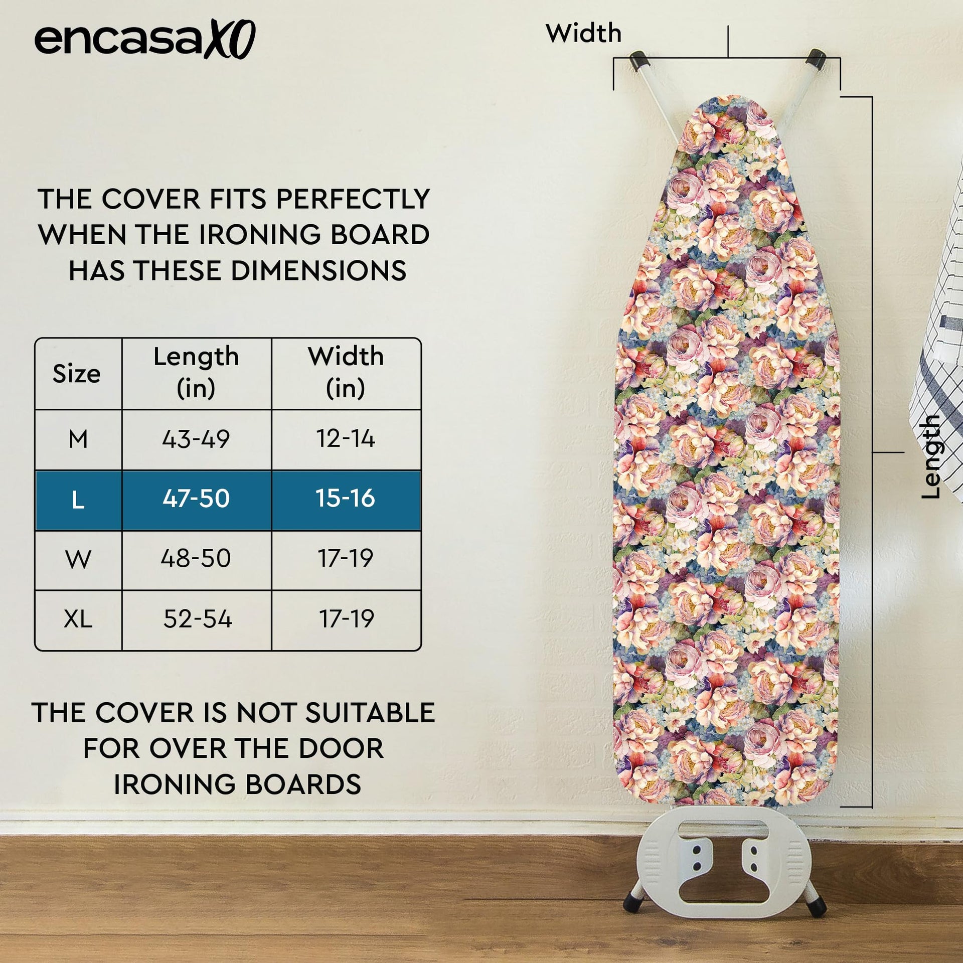 Padded Ironing Board Cover and Pad 54"x15" Wildflowers