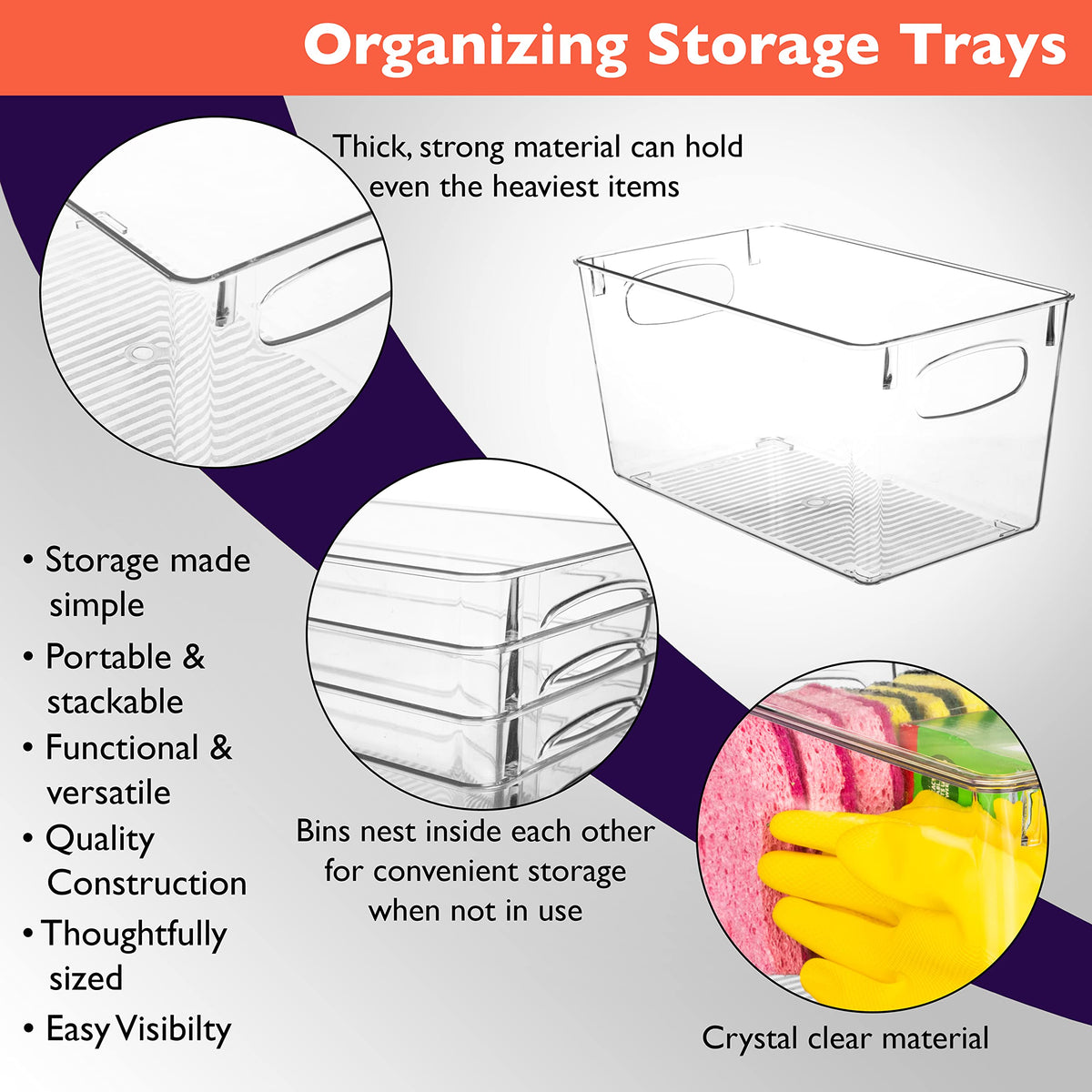 Clear Plastic Storage Bins (8 Count)