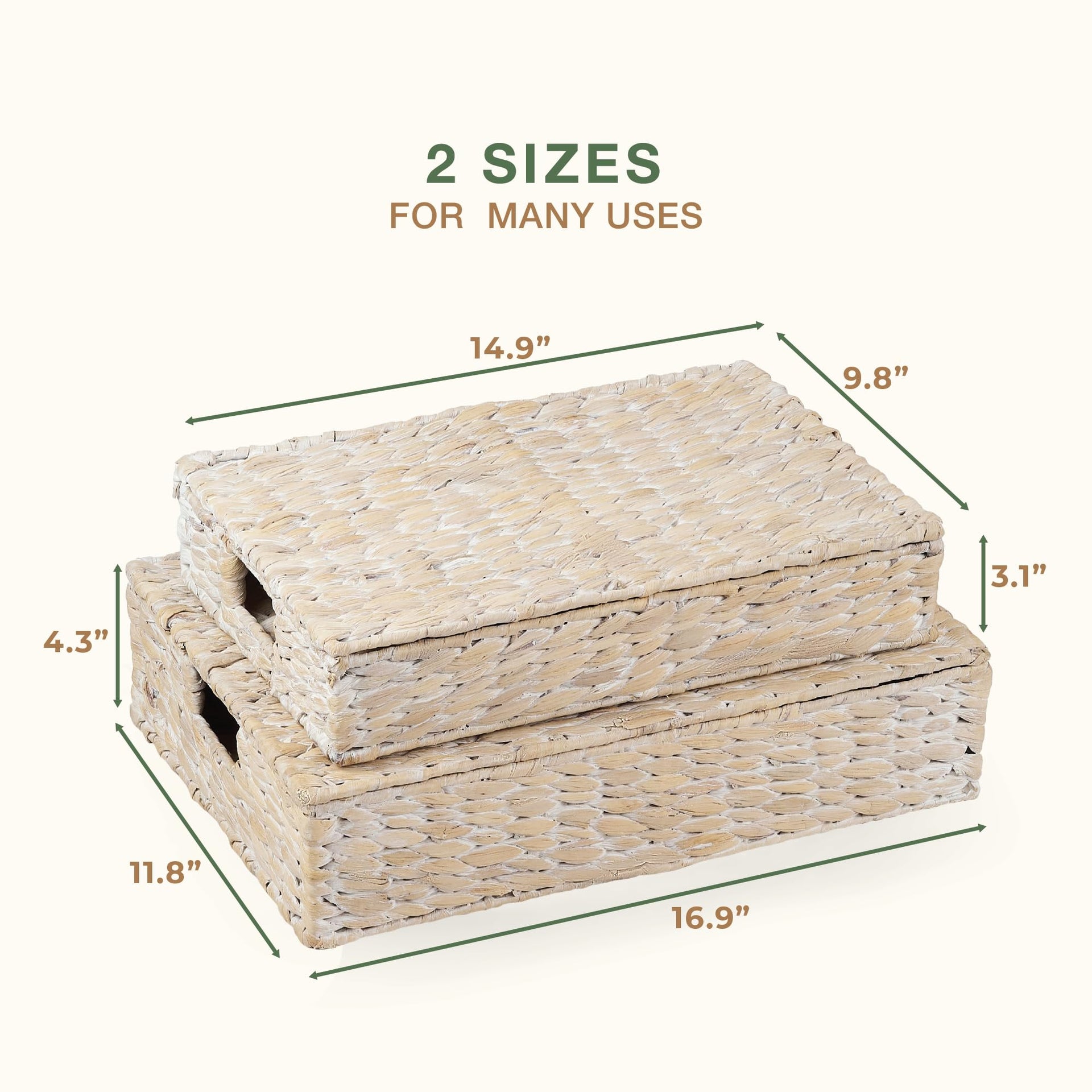Set of 2 Decorative Storage Boxes With Lids for Home Decor (2 Count)