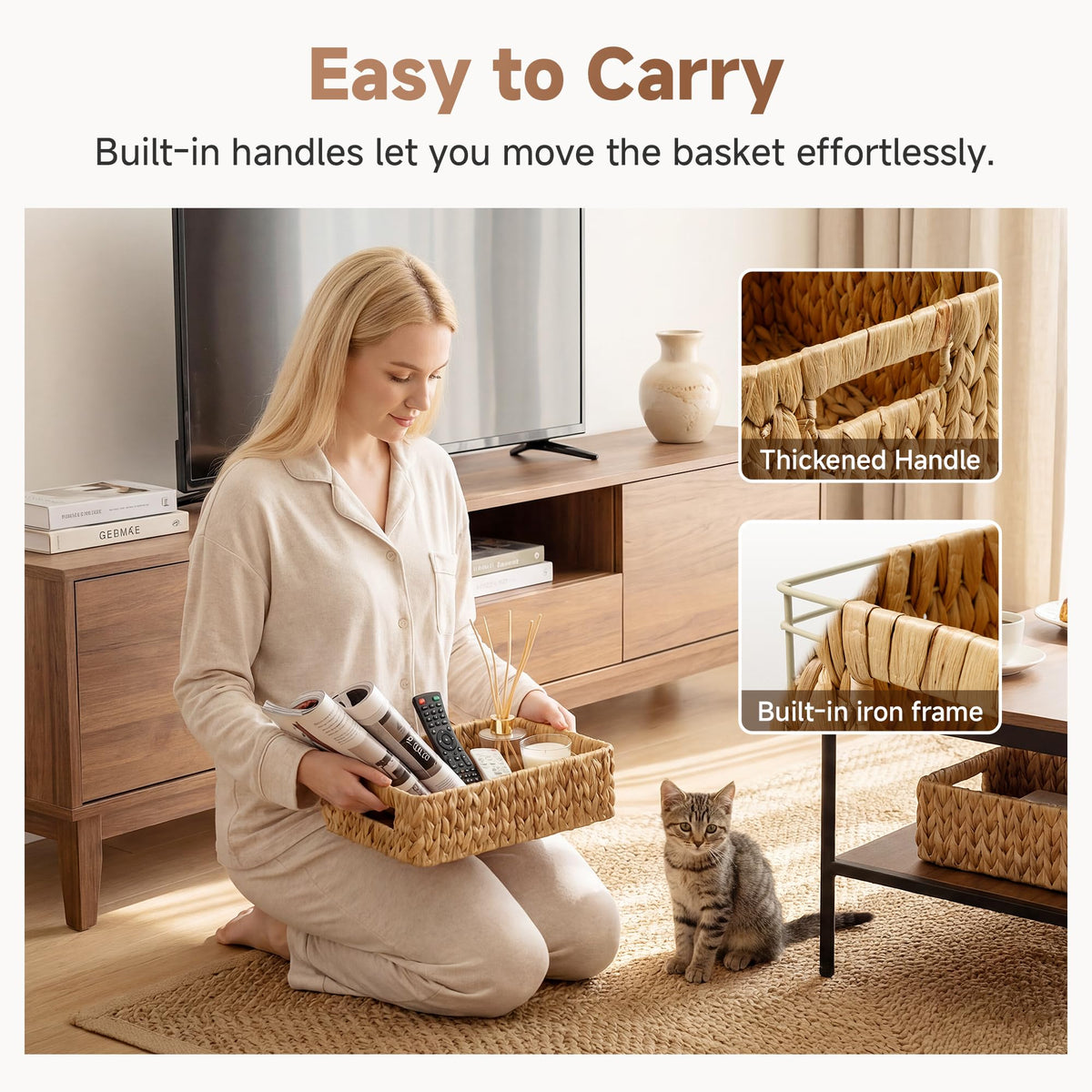 Small Wicker Baskets for Shelves (2 Count)