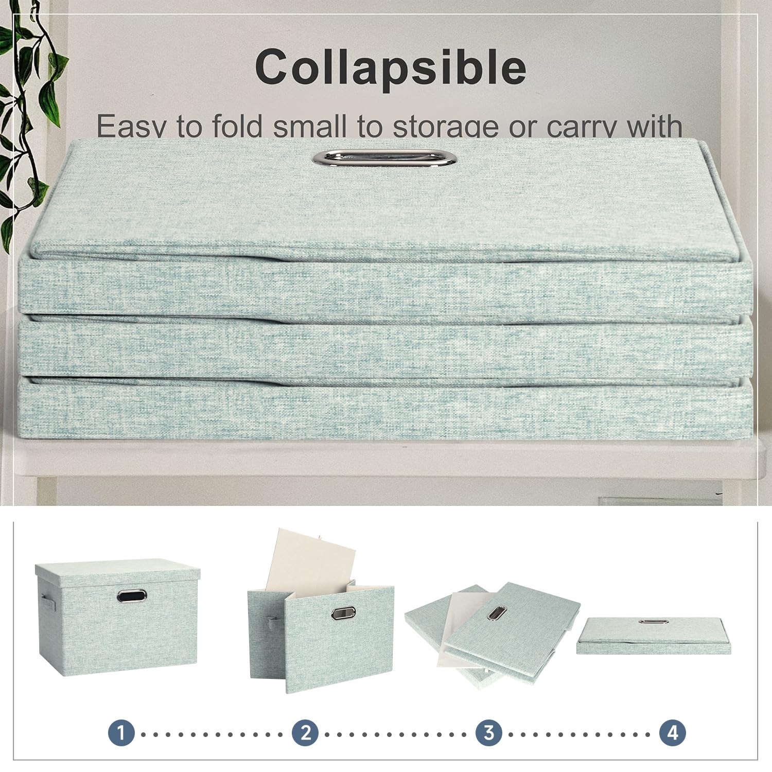 Storage Bins with Lids Fabric Closet Organizers Cubes Office Organization (3 Count)