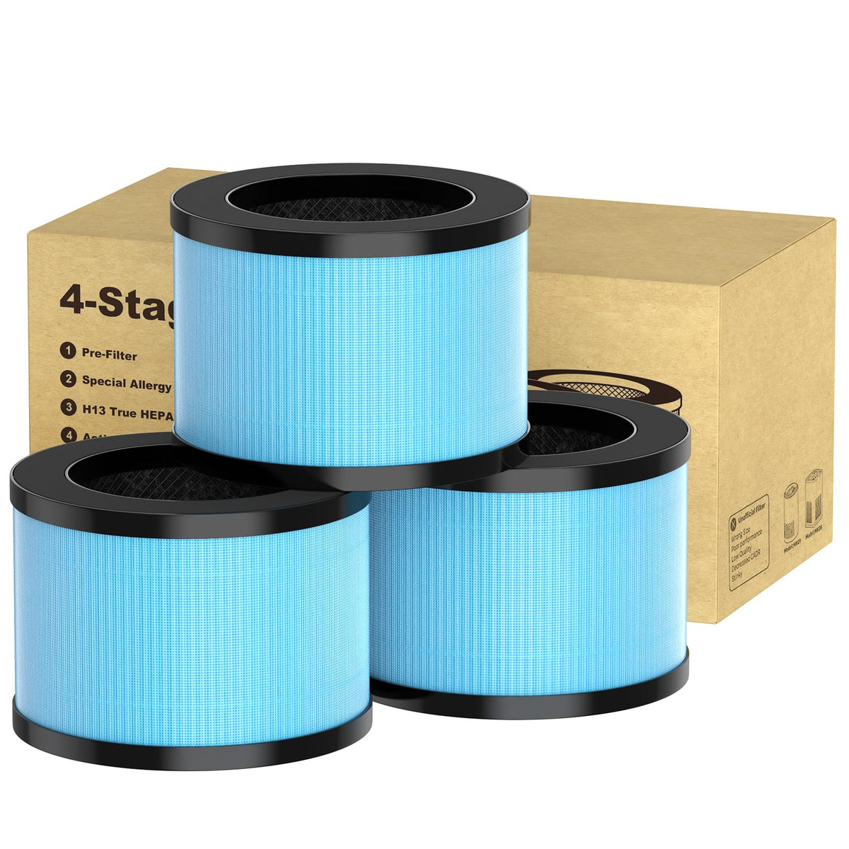 3 Pack DH JH12 Replacement Filter for VOOPNU DH‑JH12 Air Purifier (3 Count)