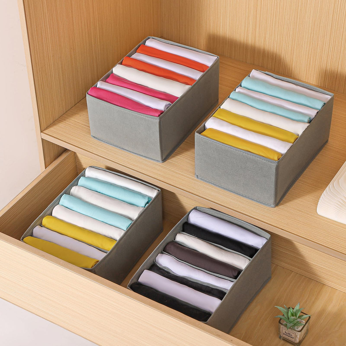 4 Packs T shirt Drawer Organizers for Clothing (4 Count)