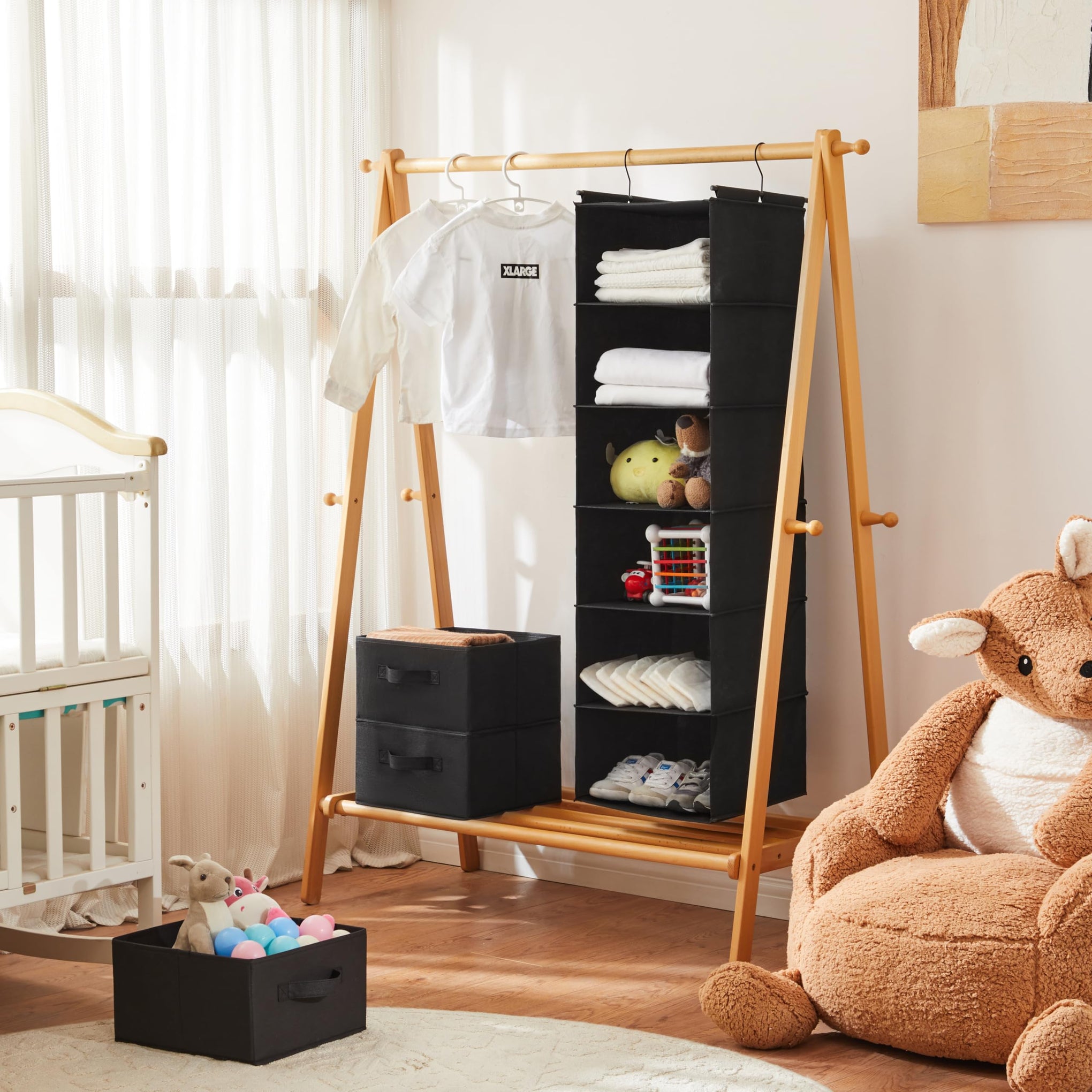 6 Tier Hanging Closet Organizer with 2 Sturdy Hooks