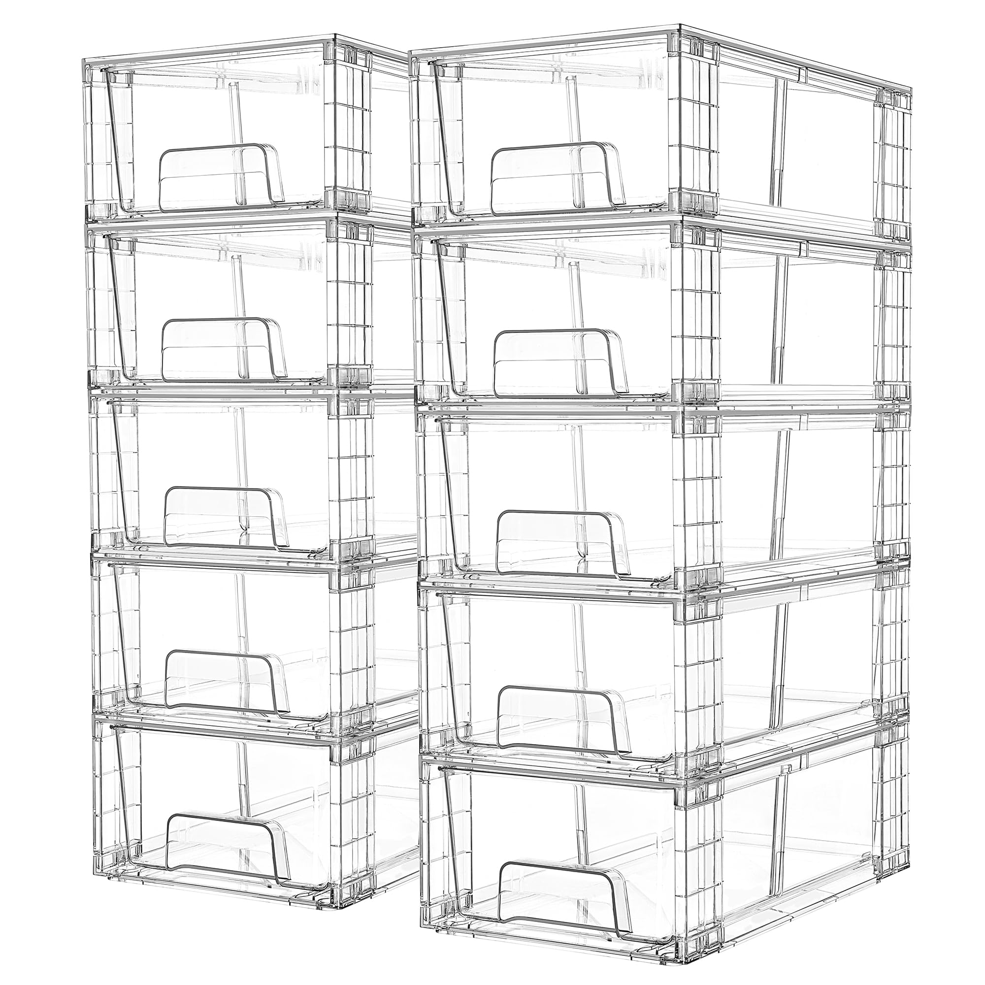 10 Pack Stackable Clear Drawer with Dividers (10 Count)
