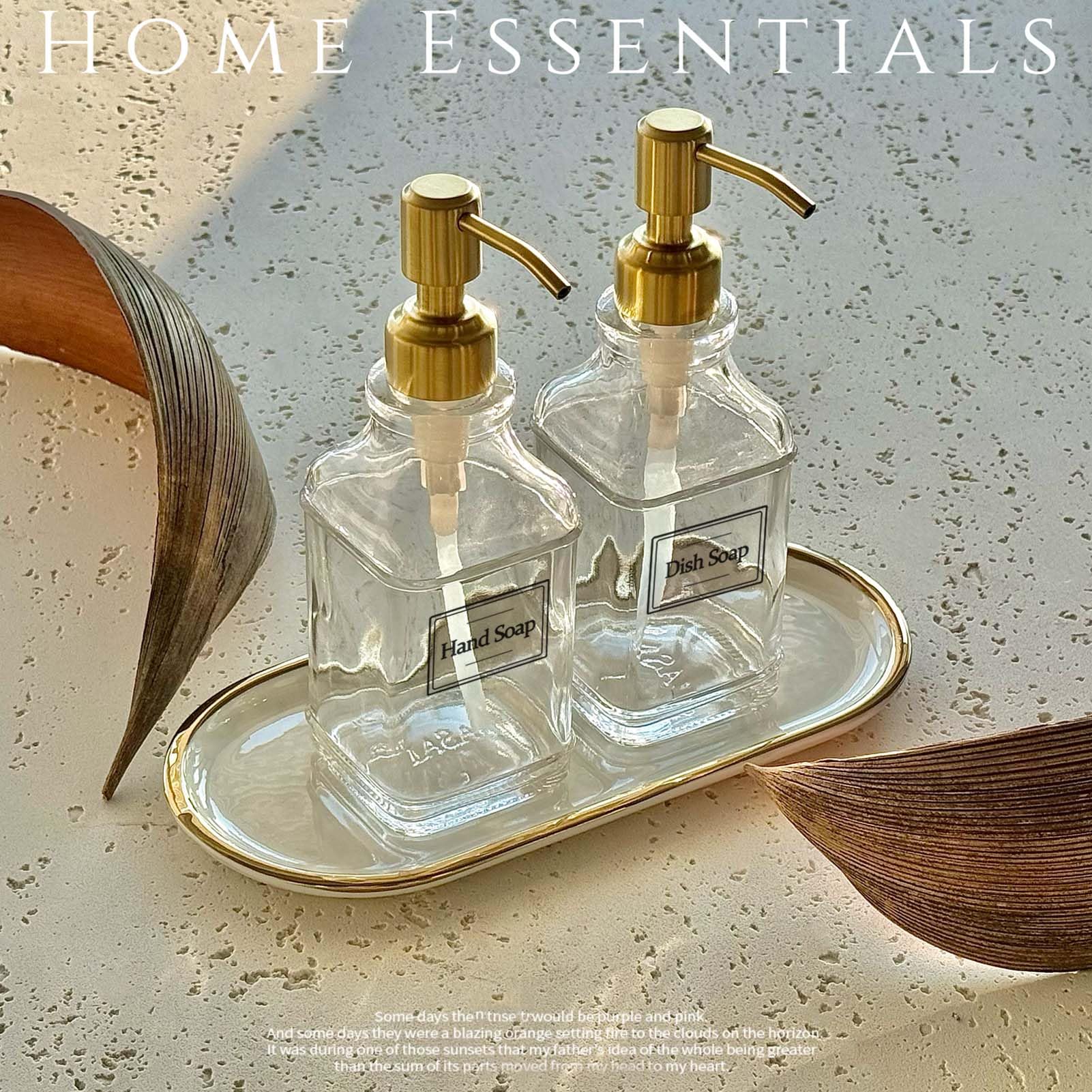 Antique Square Glass Soap Dispenser with Golden Rust Proof Pump