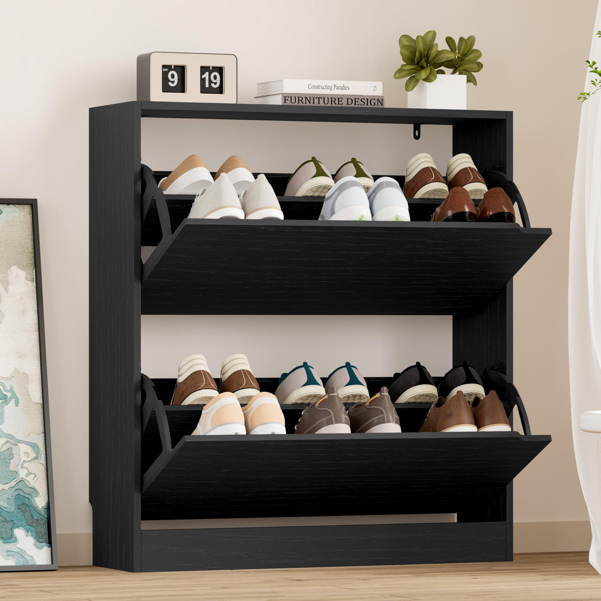 Shoe Cabinet with 2 Flip Drawers