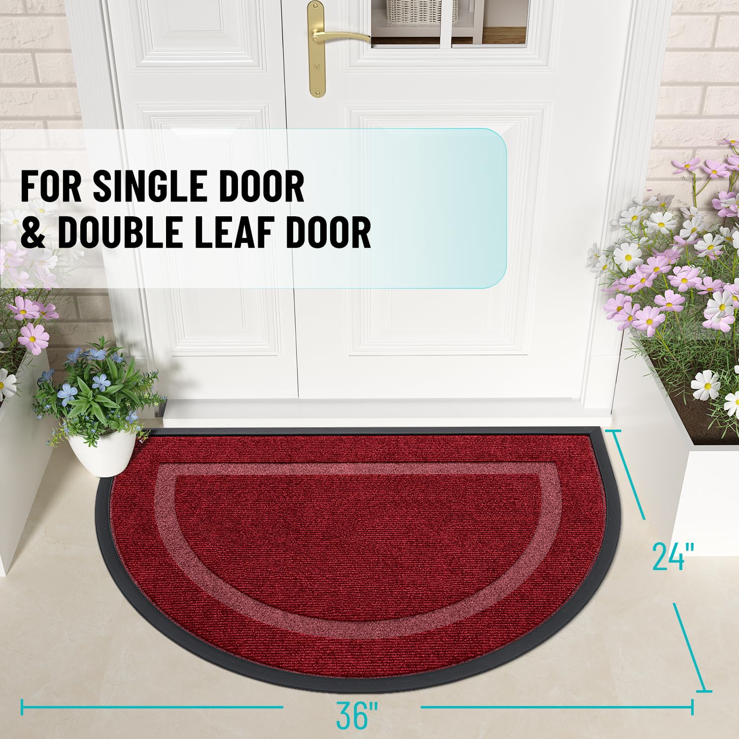 Half Circle Front Door Mat Outside 35x23 All