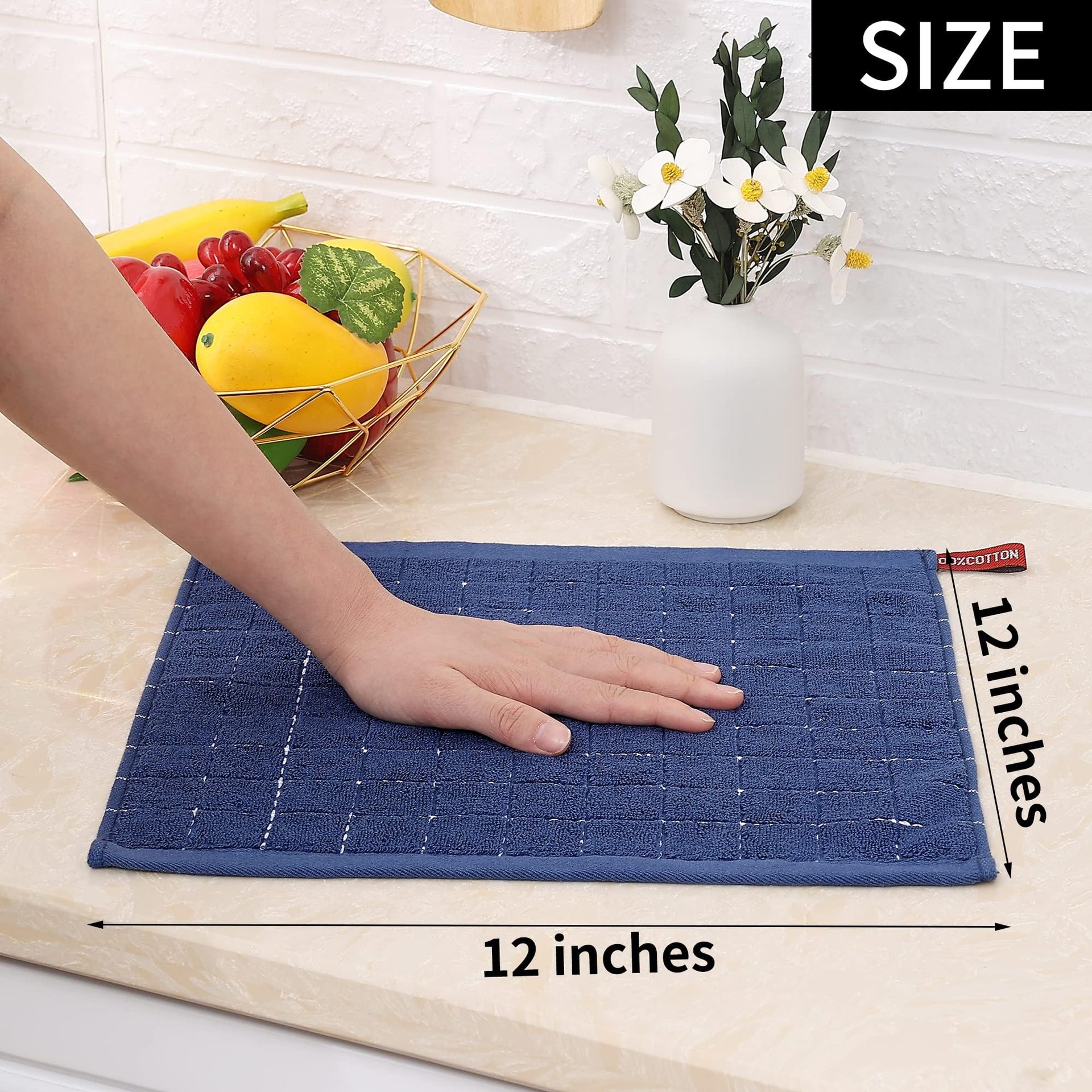 100% Cotton Terry Kitchen Dish Cloths (12 Count)