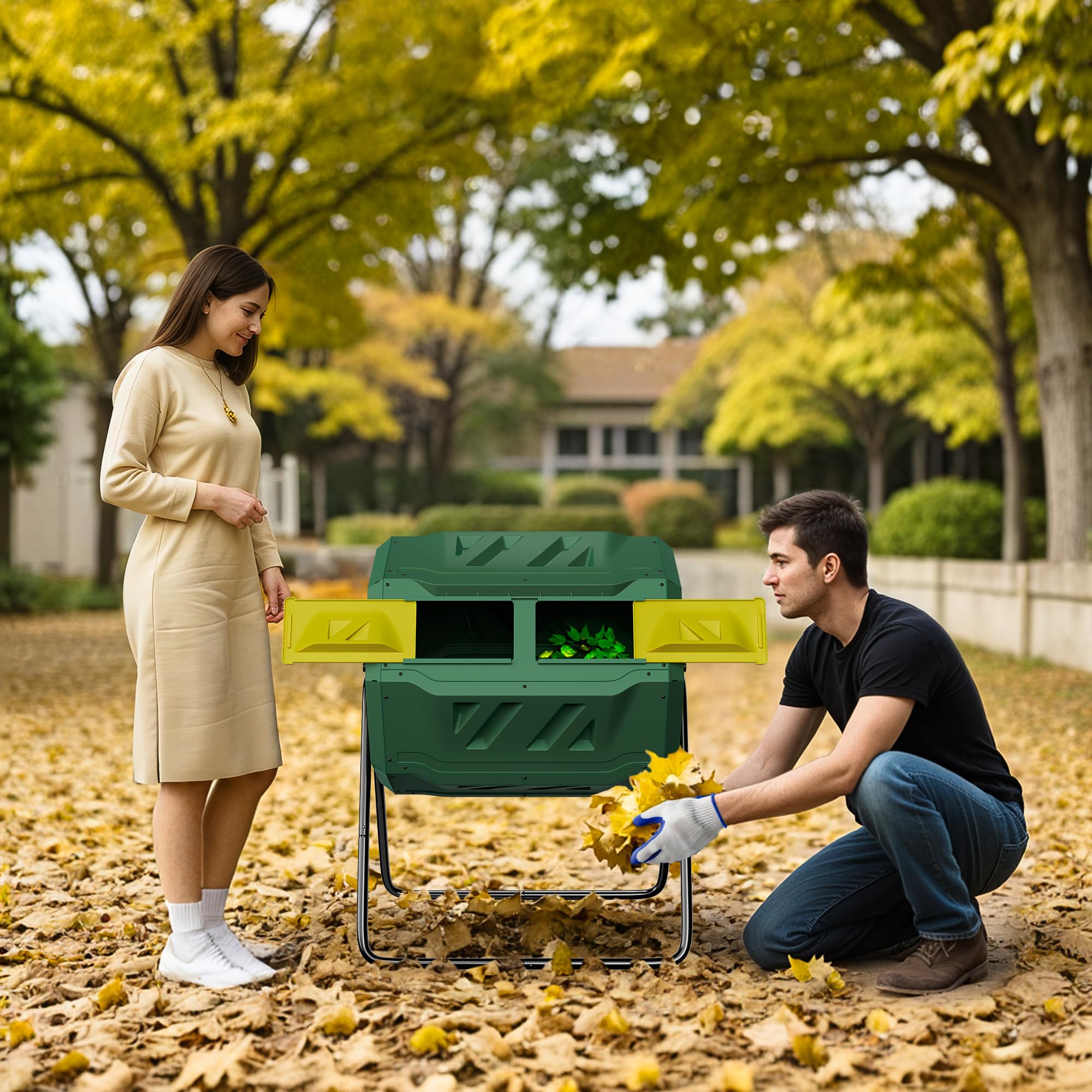 43 Gallon Outdoor Dual Chamber Tumbling Composter