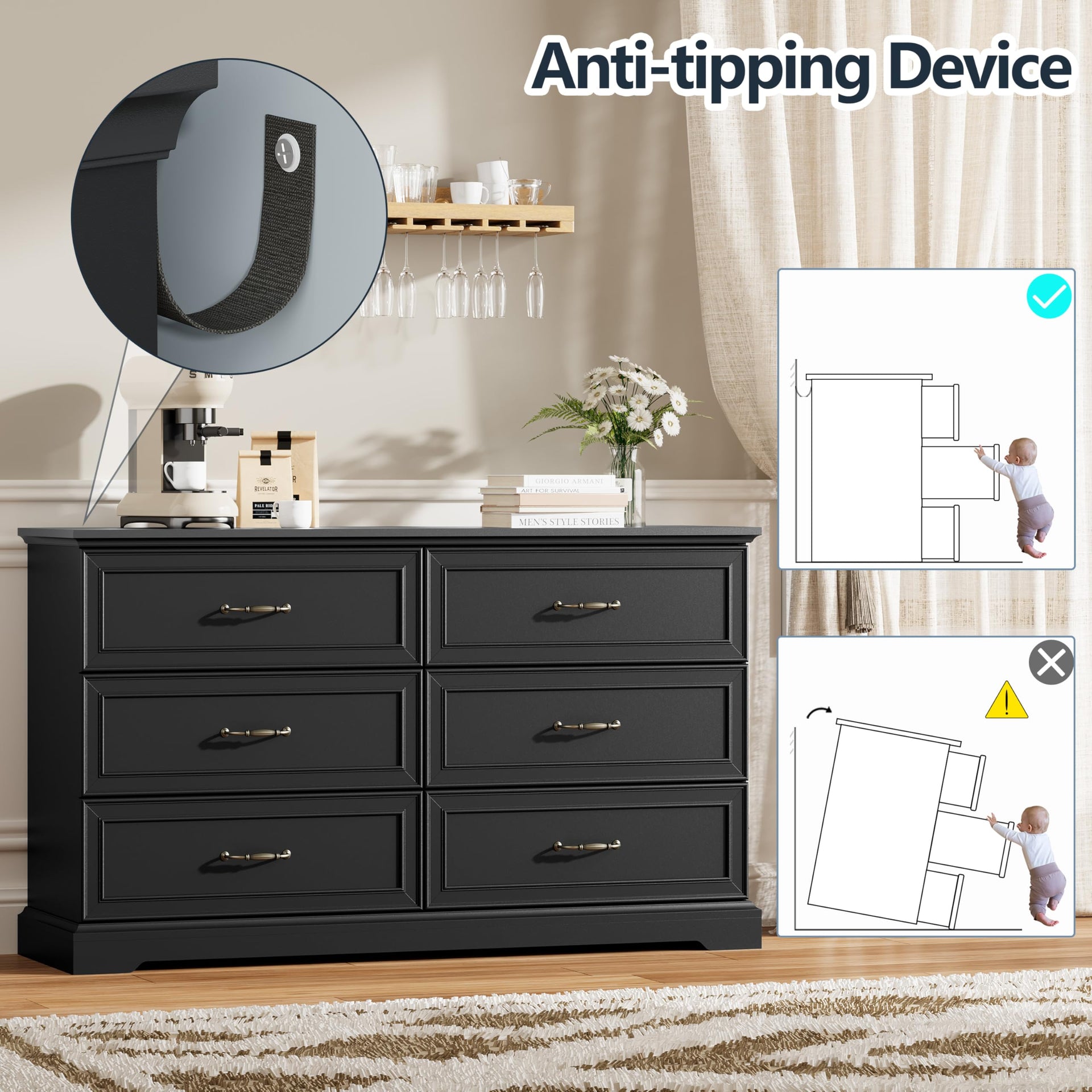 6 Drawer Dresser for Bedroom