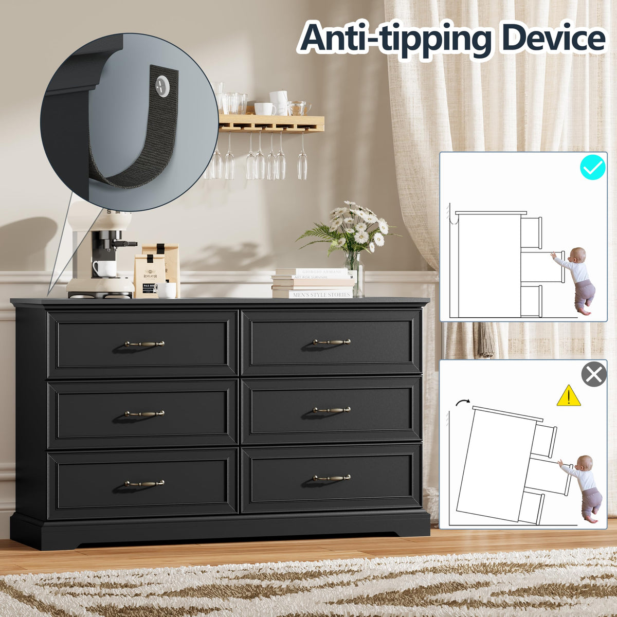6 Drawer Dresser for Bedroom