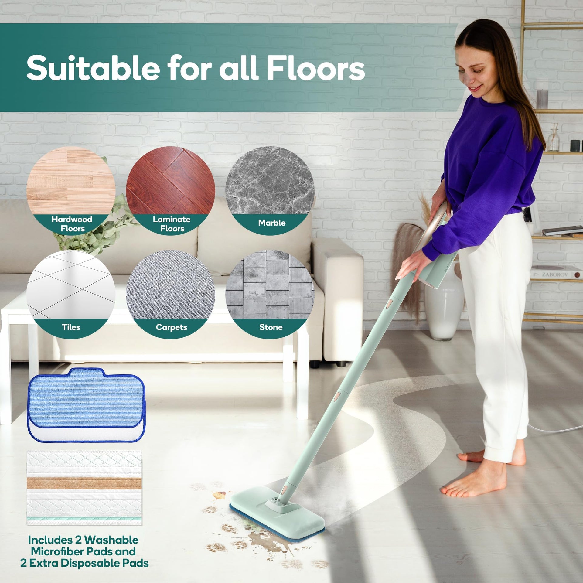 Steam Mop & Detachable Handheld Cleaner