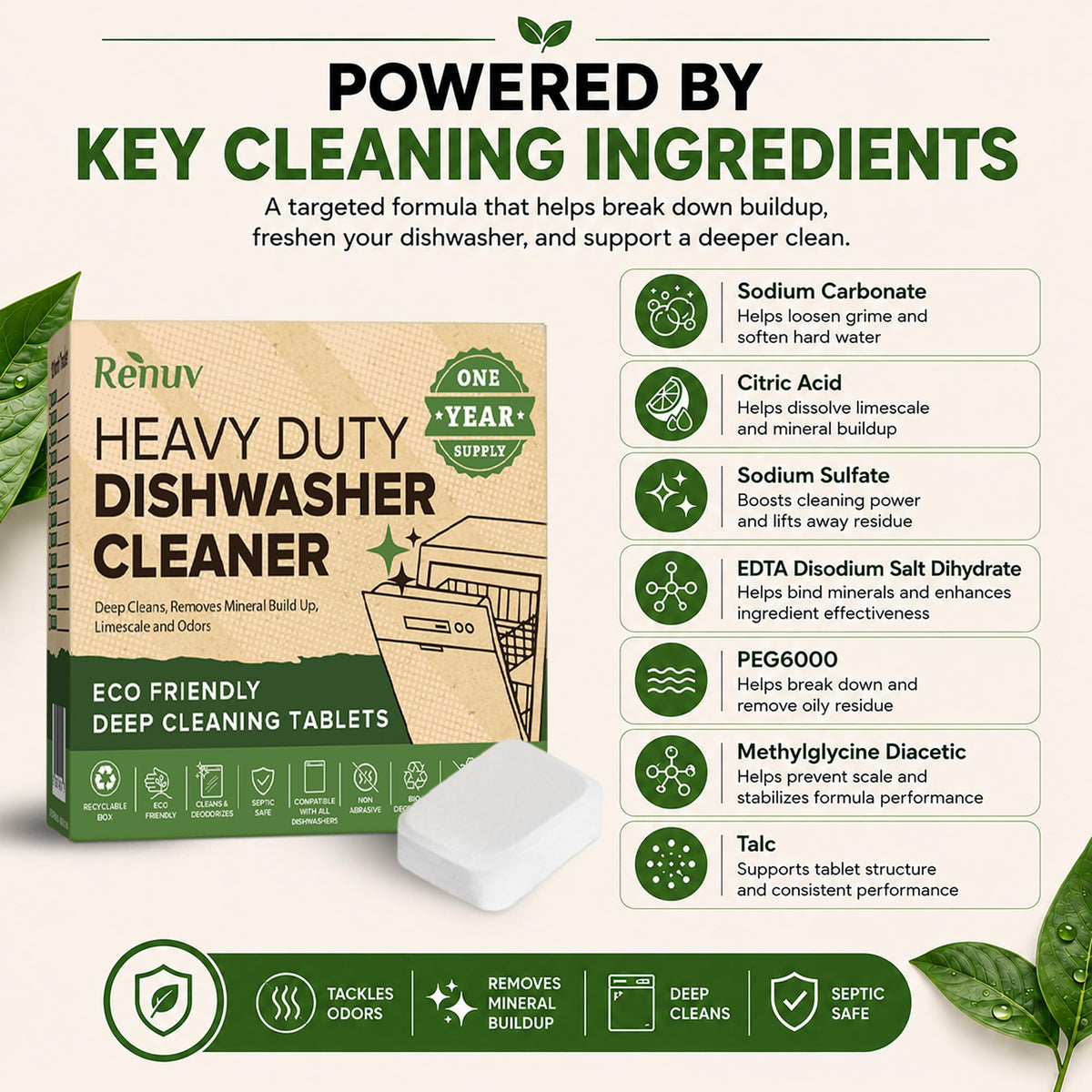 Heavy Duty Dishwasher Cleaner & Deodorizer (12 Count)