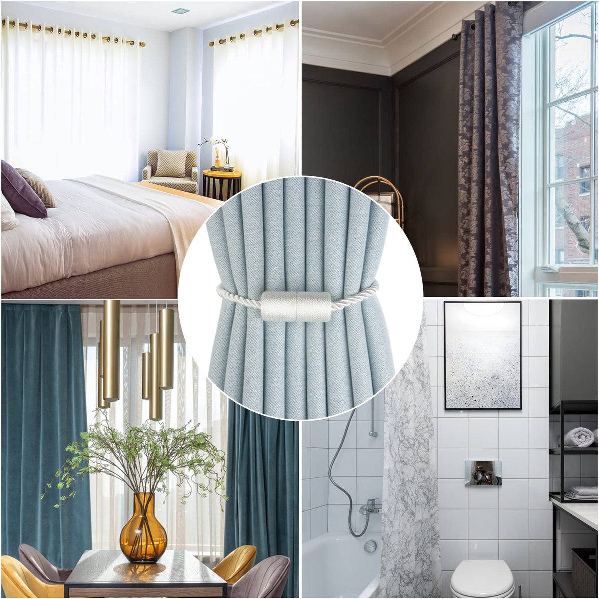 Magnetic Curtain Tiebacks Decorative Holdbacks Rope Tie Back Drapes Hangtty