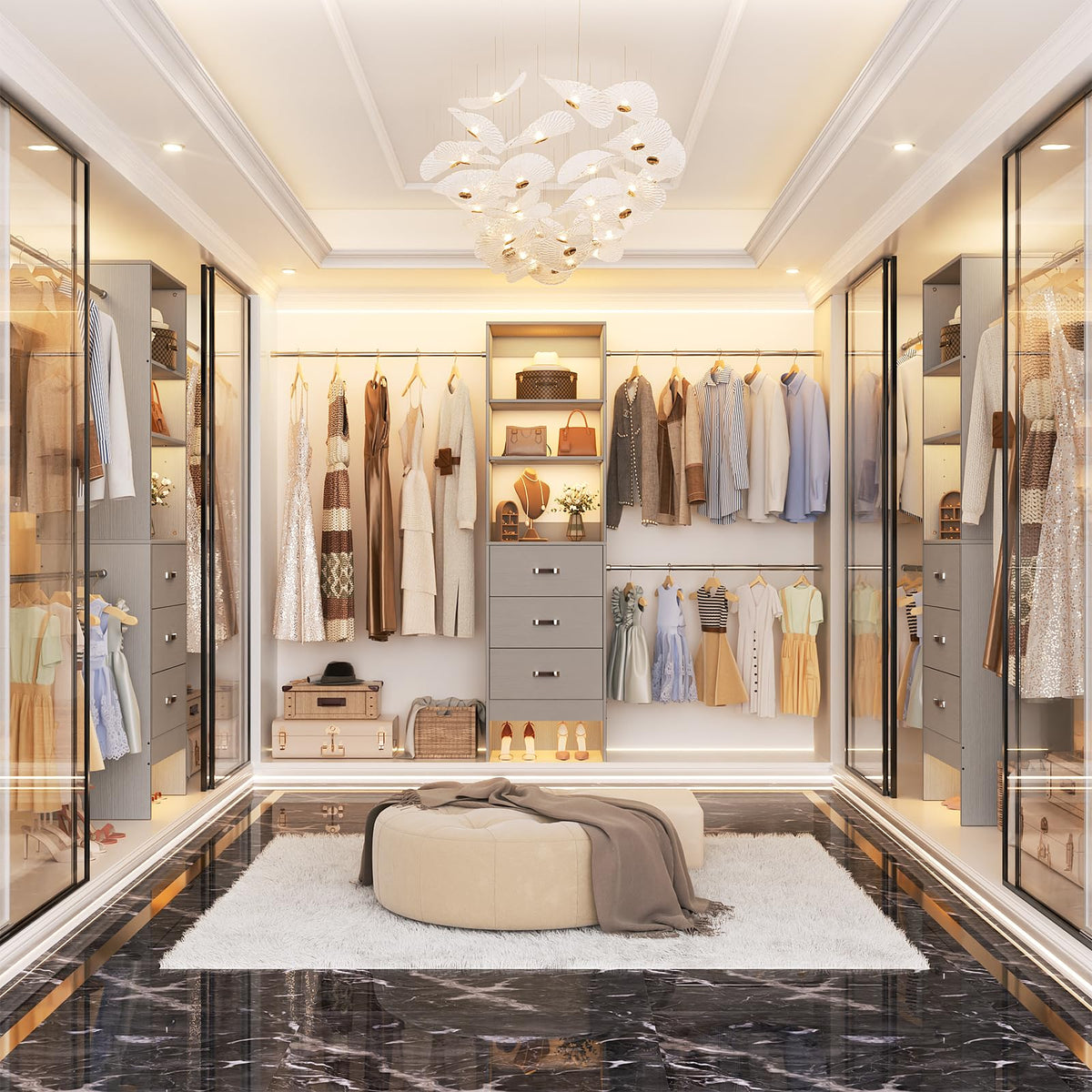 96'' Closet Organizer System with 3 Hanging Rods