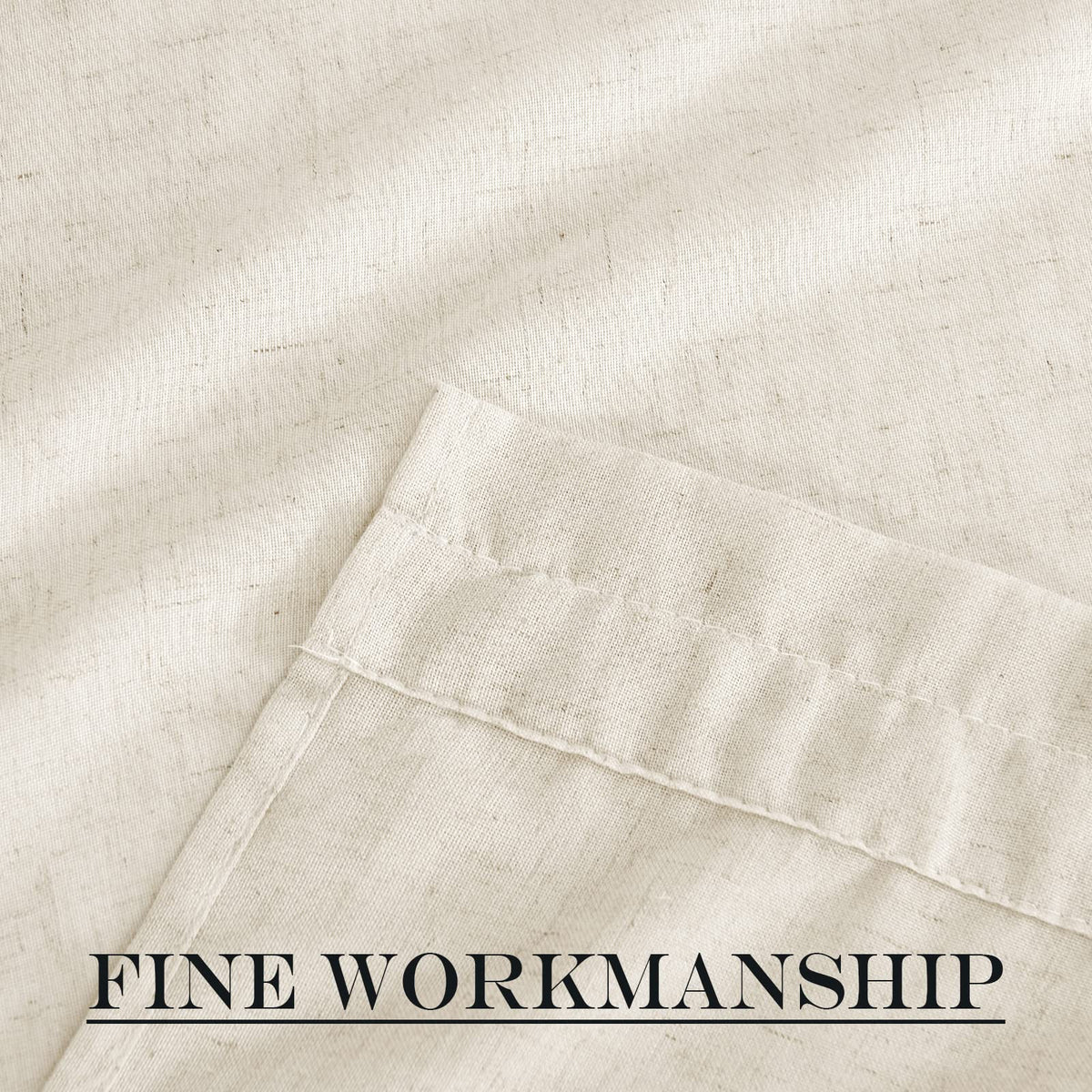 Natural Linen Door Curtain 50 inches Long for Half Window